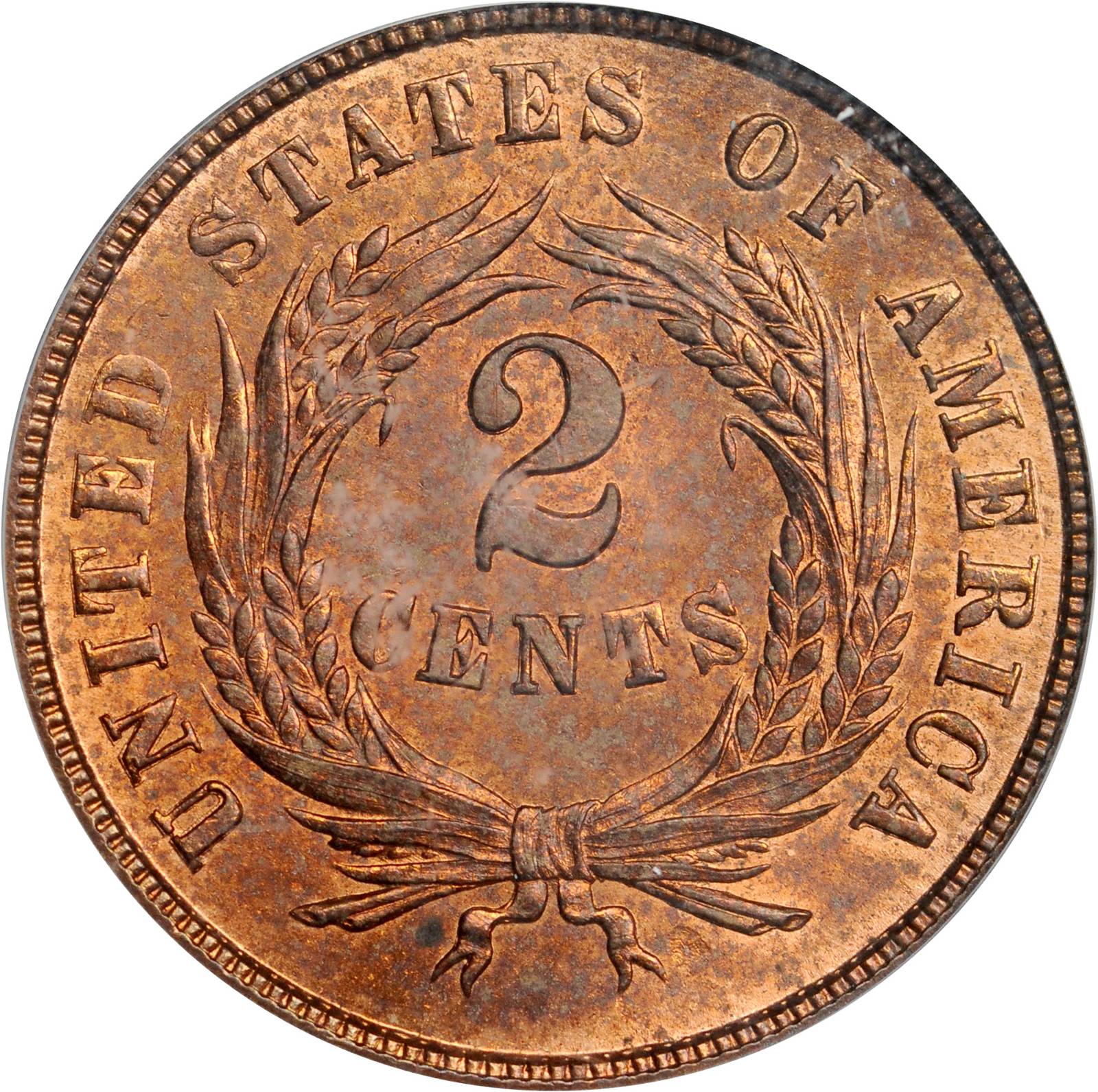 1864 2c Large Motto, DDO, FS-1101 MS RD MS65 RD CAC thumbnail 5