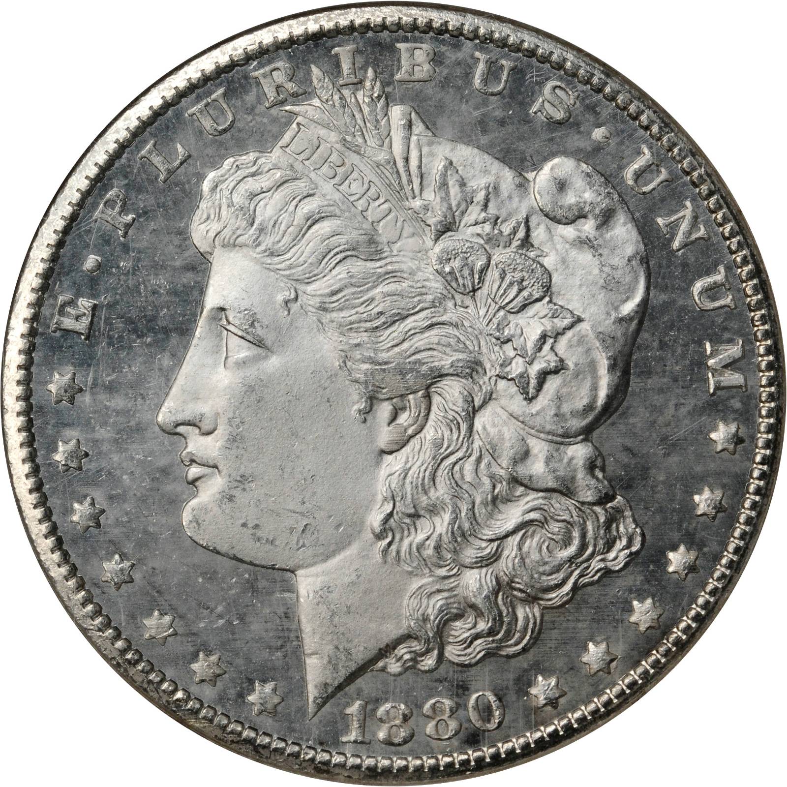 1880-CC Morgan Silver Dollar. VAM-6. Top 100 Variety. 8/Low 7. MS-66 PL (NGC).
