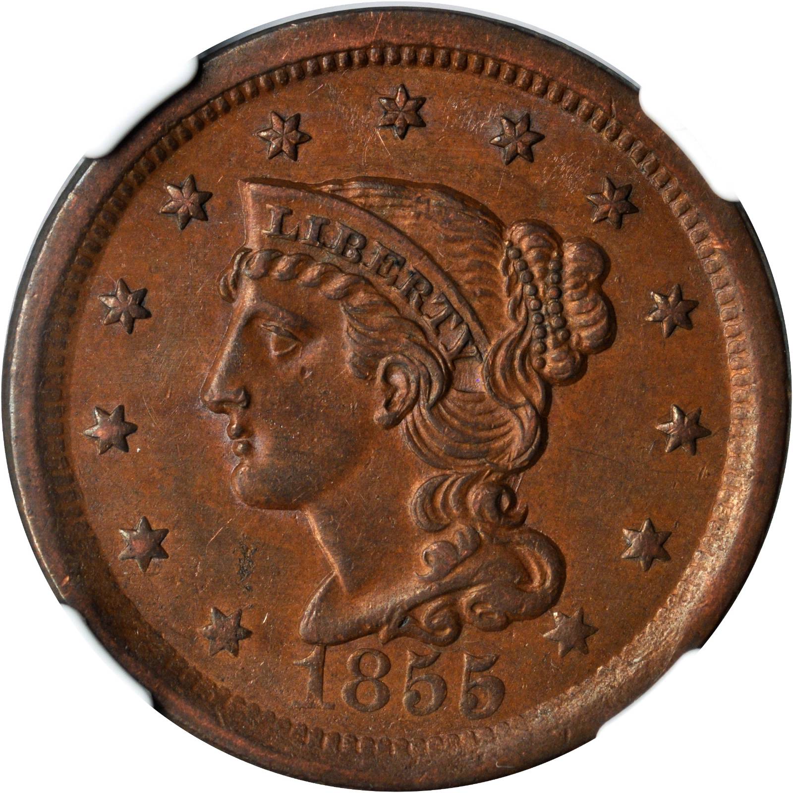1855 1c Upright 55, N-5 MS BN thumbnail 3
