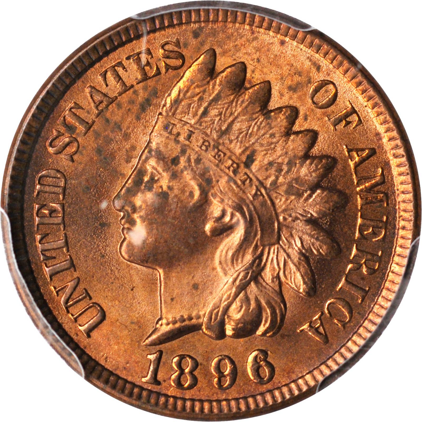 1896 Indian Cent. Snow-1, FS-301. Repunched Date. MS-63 RB (PCGS).