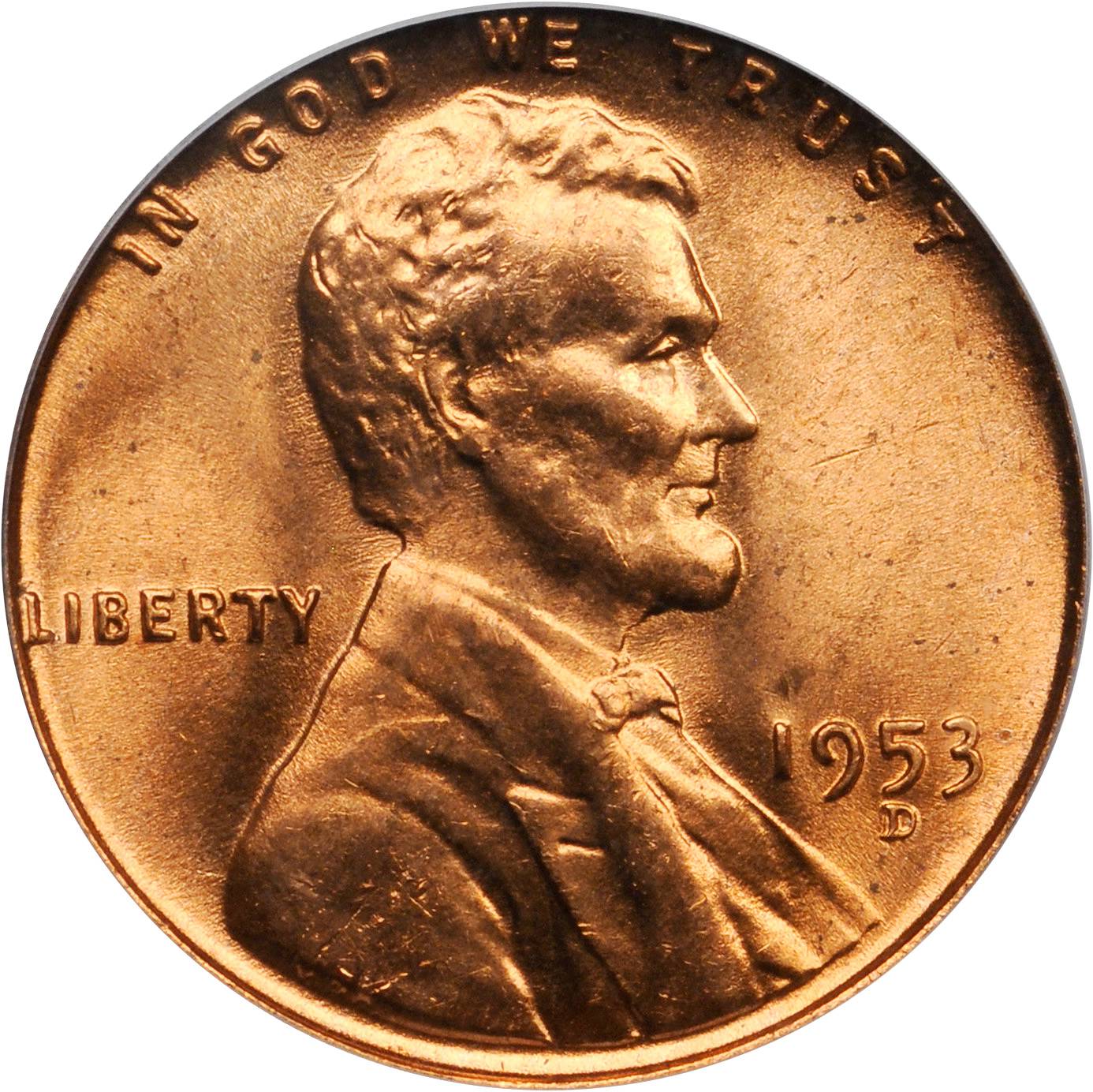 1953-D/D Lincoln Cent. FS-501. Repunched Mintmark. MS-65 RD (PCGS). CAC.