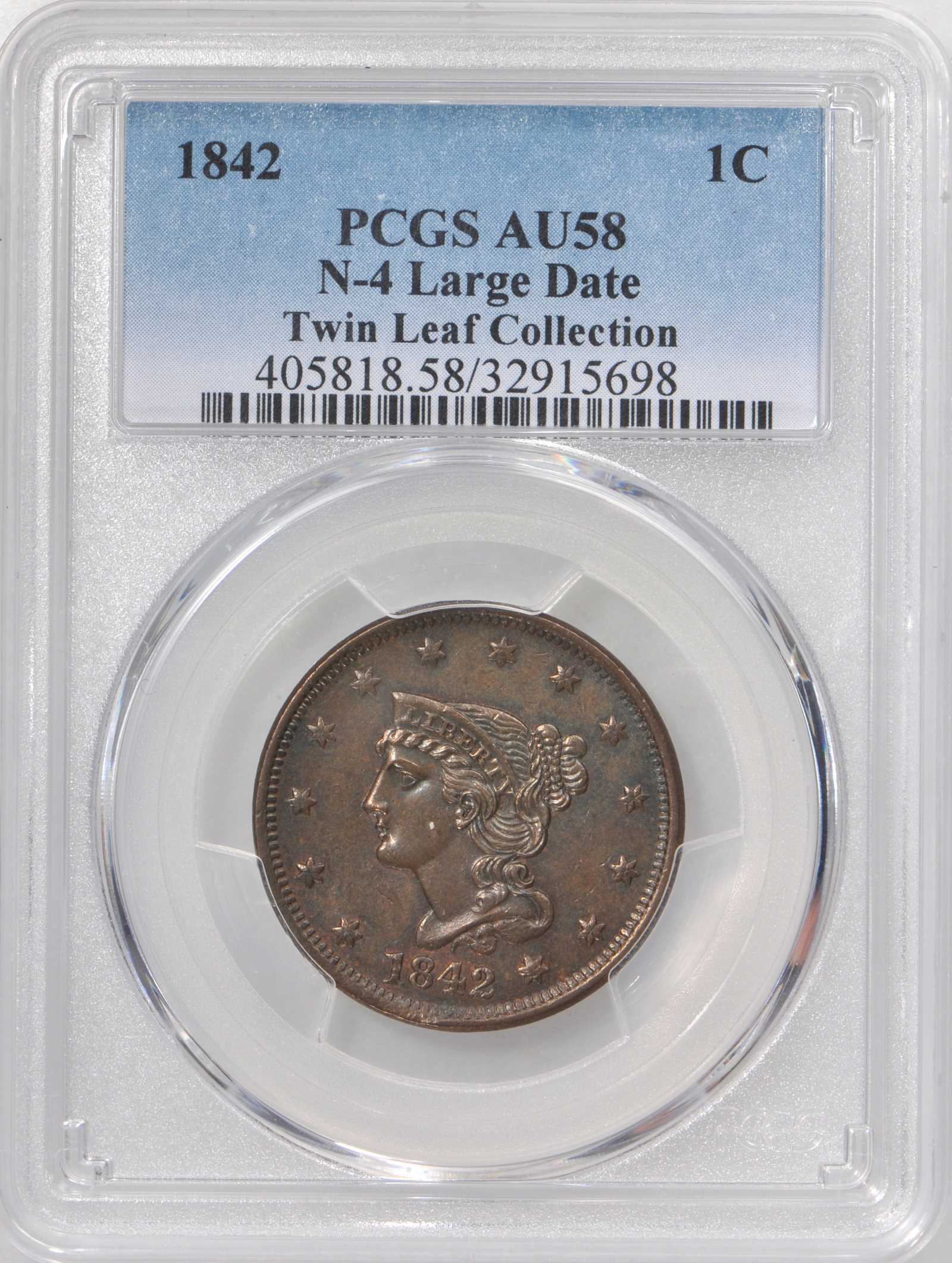 1842 1c Large Date, N-4 MS BN thumbnail 6