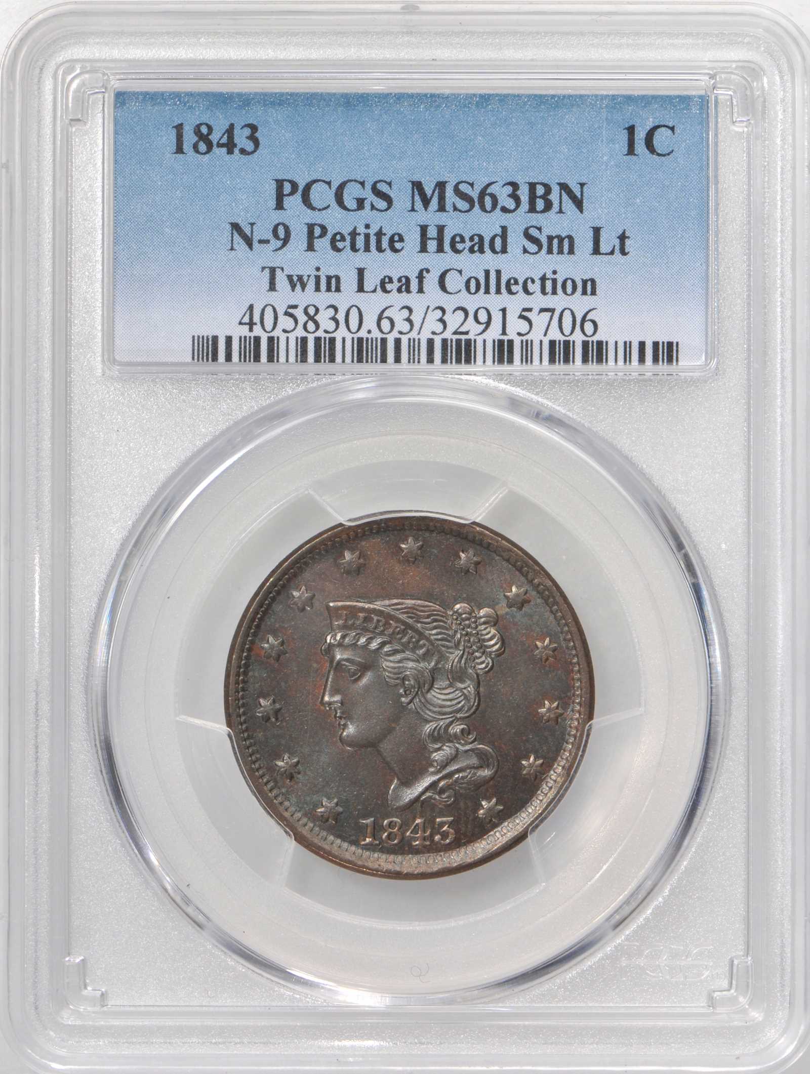1843 1c Petite Head, Sm. Letters, N-9 MS BN thumbnail 11