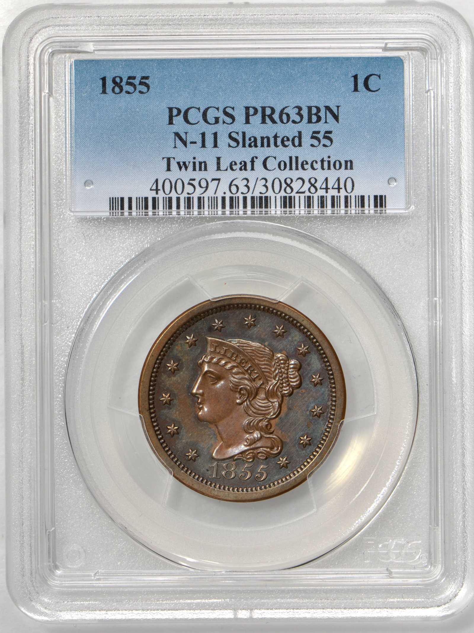 1855 1c Slanted 55 PR BN PR62 BN thumbnail 4