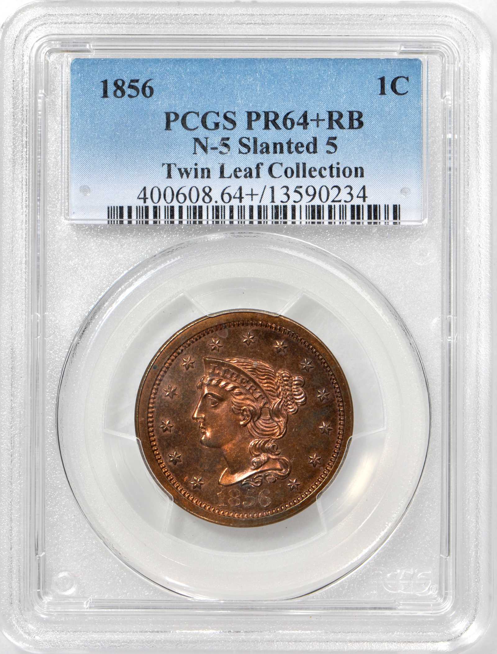 1856 1c Slanted 5 PR RB PR63 RB thumbnail 8