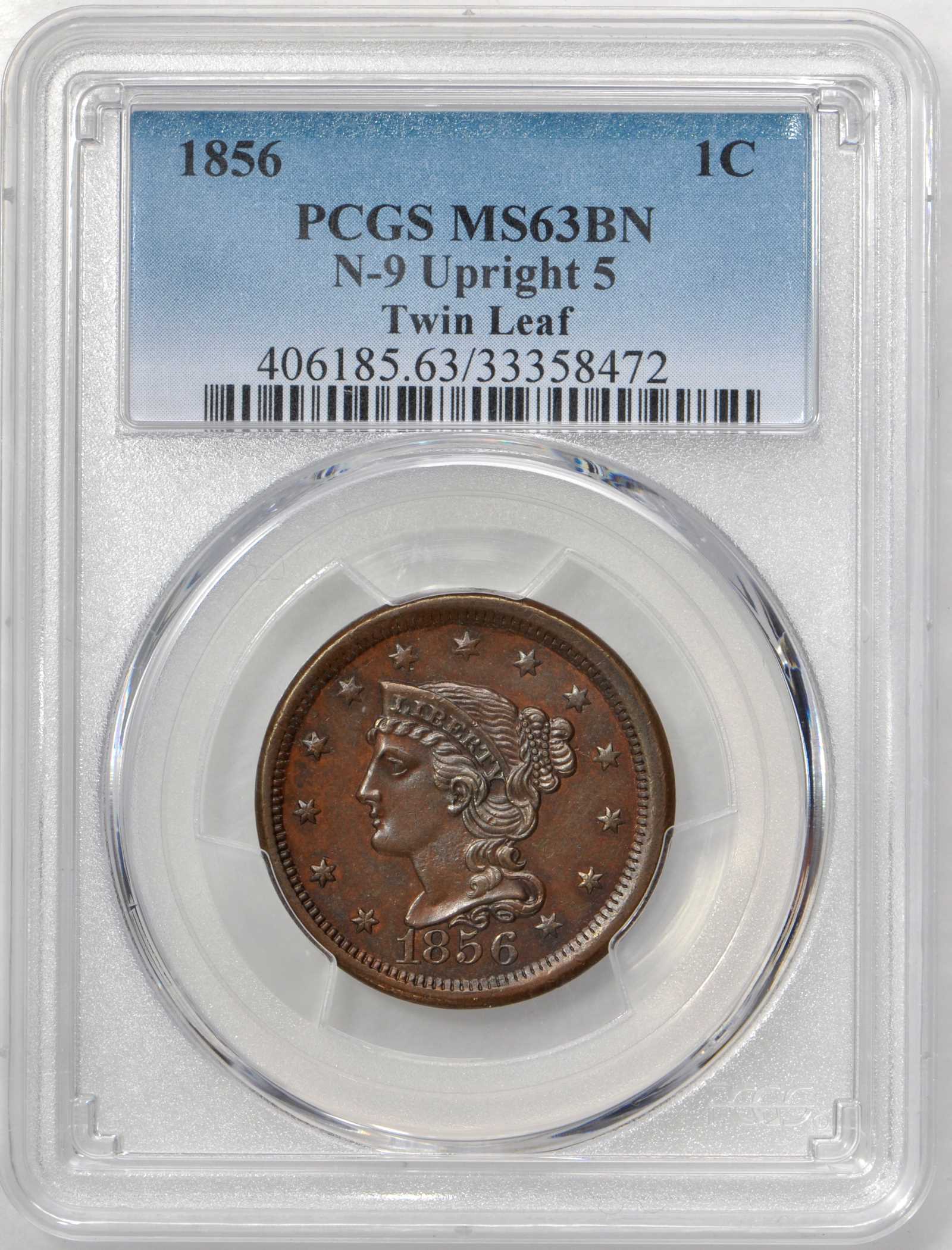 1856 1c Upright 5, N-9 MS BN thumbnail 7