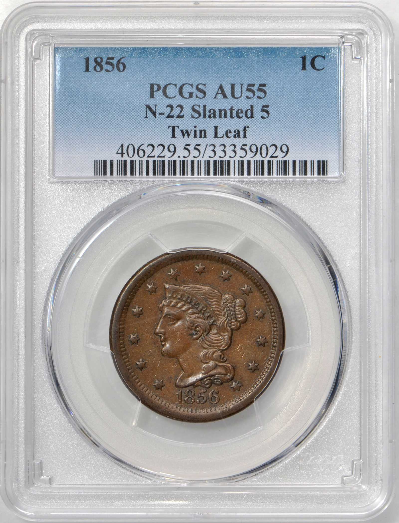 1856 1c Slanted 5, N-22, FS-301 MS BN thumbnail 5