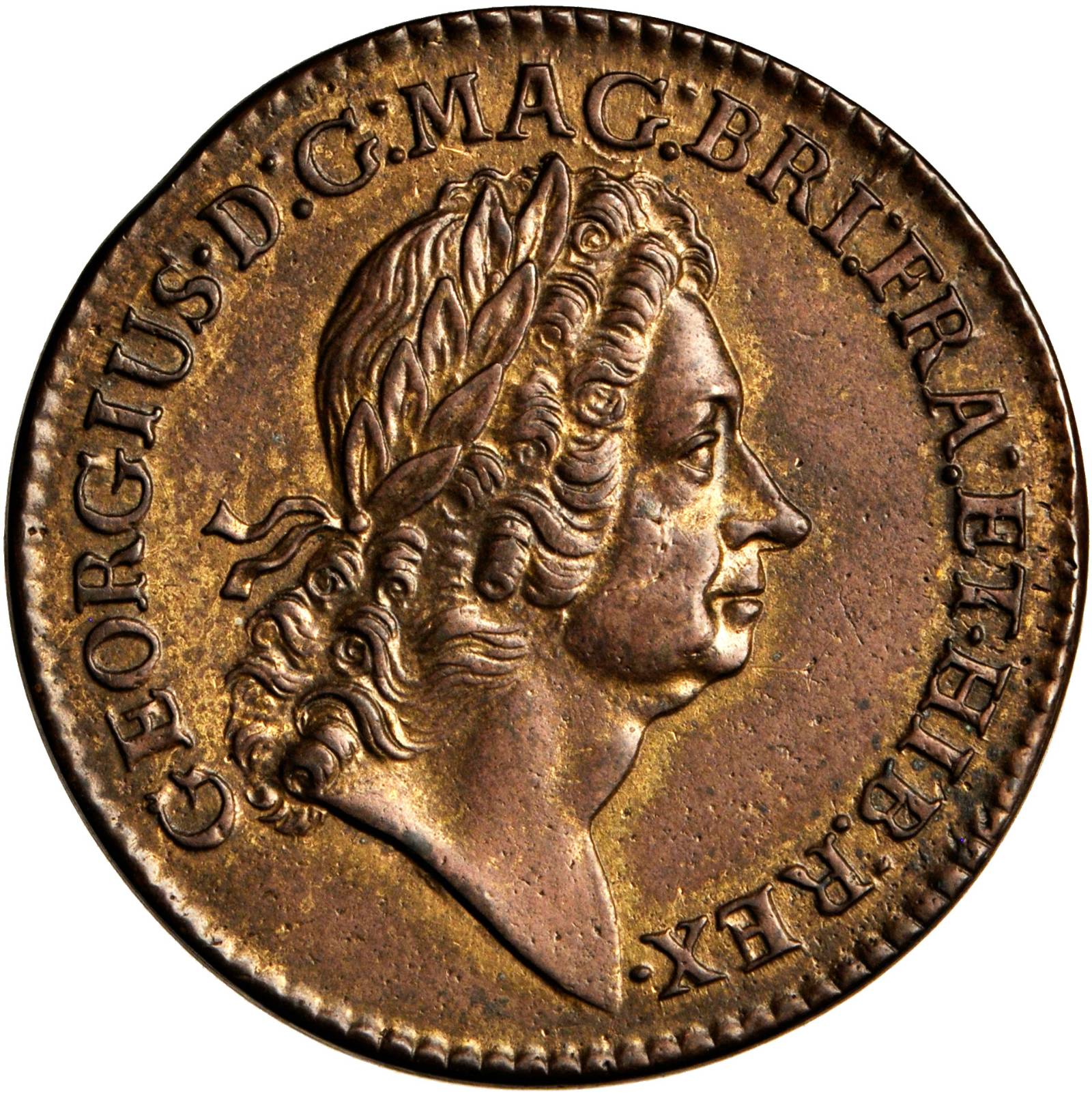 1722 Rosa Americana Twopence. Martin 3.12-C.2, W-1326. Rarity-3. Period After REX. AU Details--Tooled (PCGS).