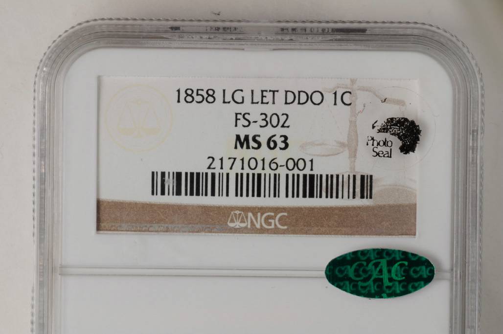 1858/(7) 1c LL, Weak Overdate, FS-302, S-7 MS thumbnail 6