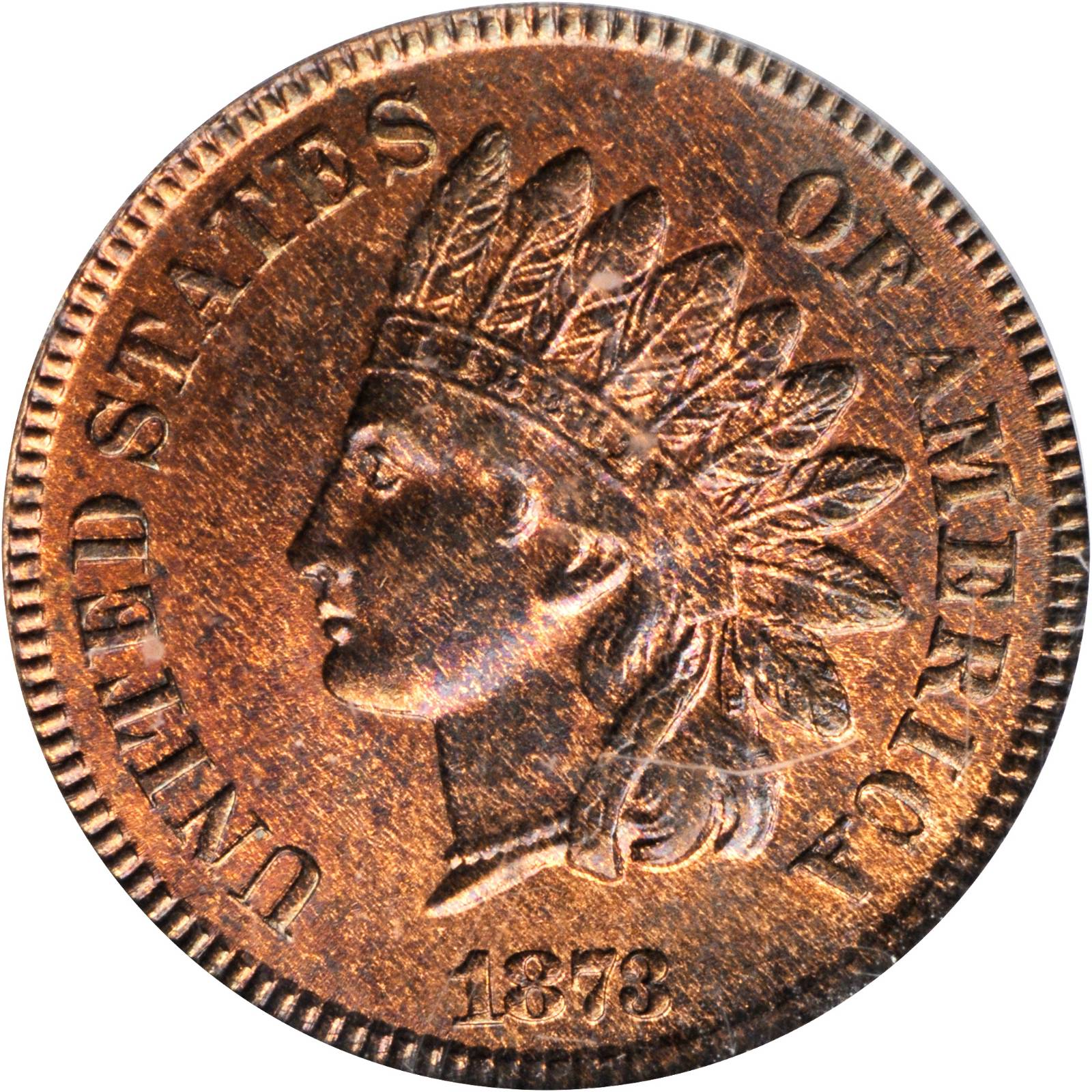 1873 Indian Cent. Close 3. Snow-2, FS-102. Doubled Die Obverse. MS-64 RB (PCGS). Eagle Eye Photo Seal.