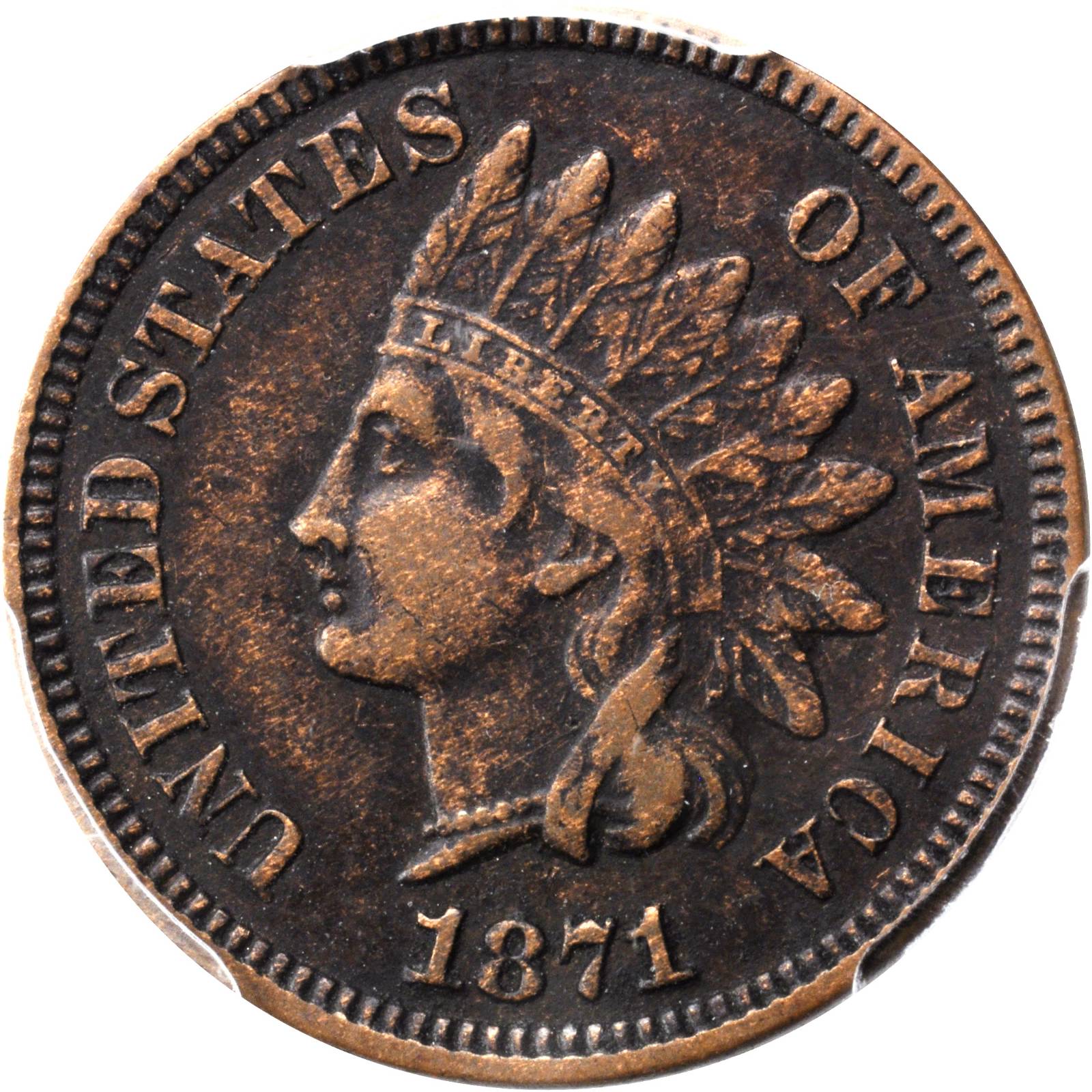 1871 Indian Cent. FS-901. Shallow N. VF-30 (PCGS).