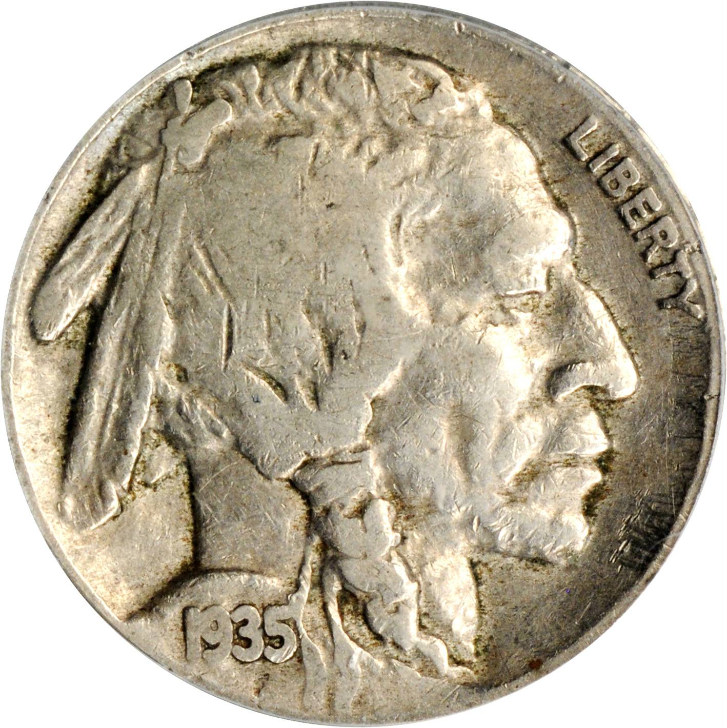 1935 5c Doubled Die Reverse, FS-801 G6 CAC thumbnail 2