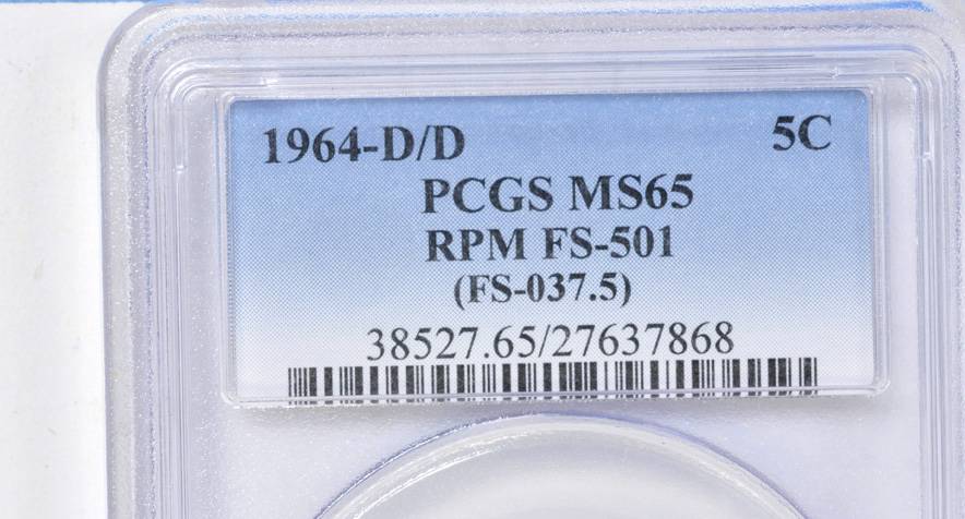 1964-D/D 5c Repunched Mintmark, FS-501 XF40 thumbnail 7