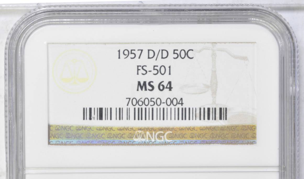 1957-D/D 50c Repunched Mintmark, FS-501 MS thumbnail 2