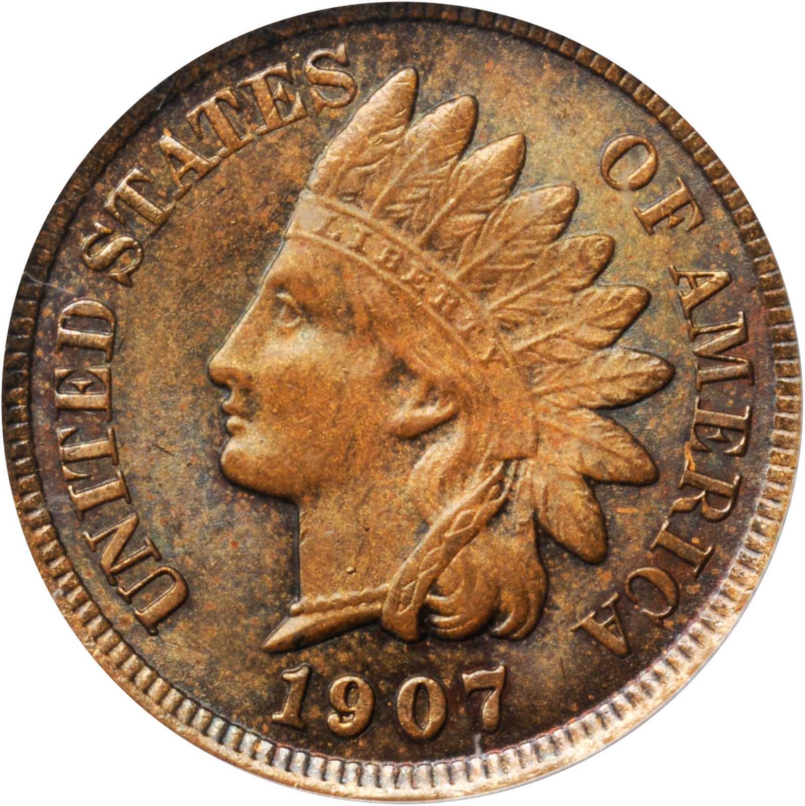 1907 Indian Cent. Snow-1, FS-301. Repunched Date. MS-64 BN (PCGS). Eagle Eye Photo Seal.