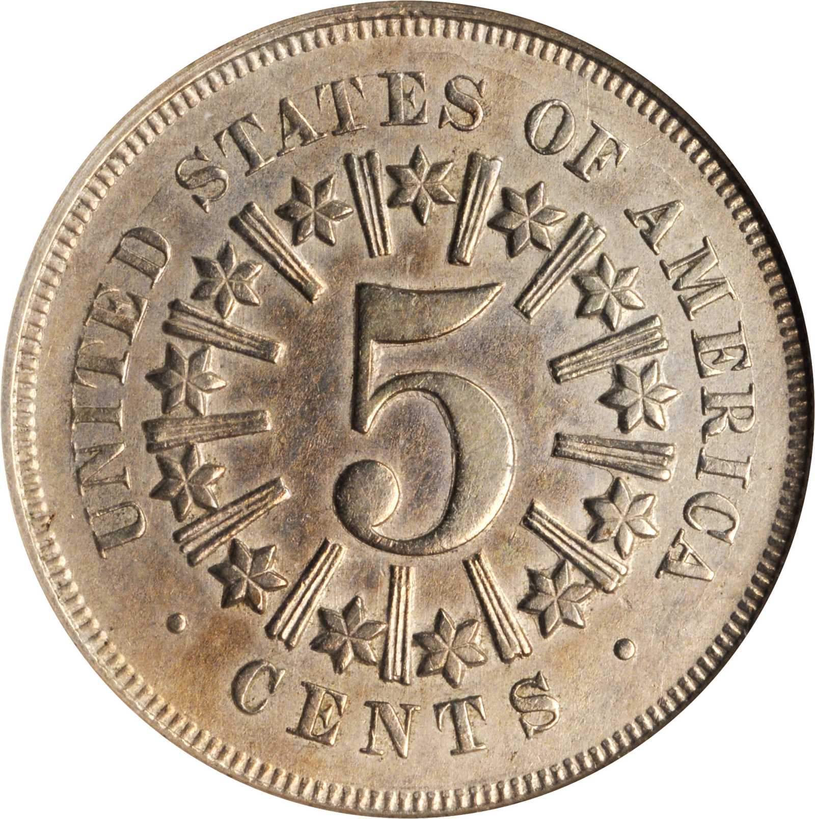 1867 5c Rays, Repunched Date, FS-301 VF20 thumbnail 2