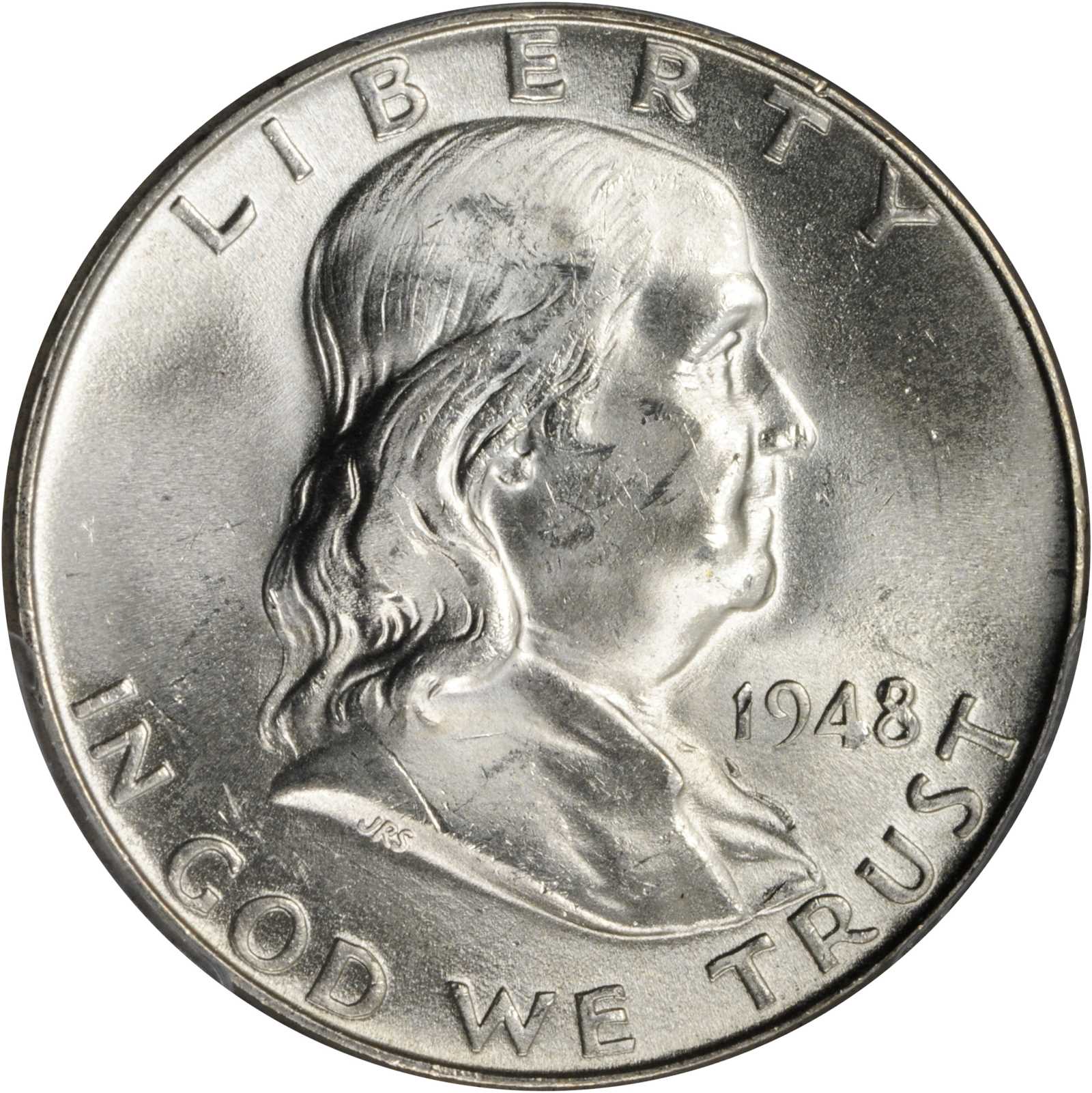 1948 Franklin Half Dollar. FS-401. Obverse Die Clash. MS-64 FBL (PCGS).