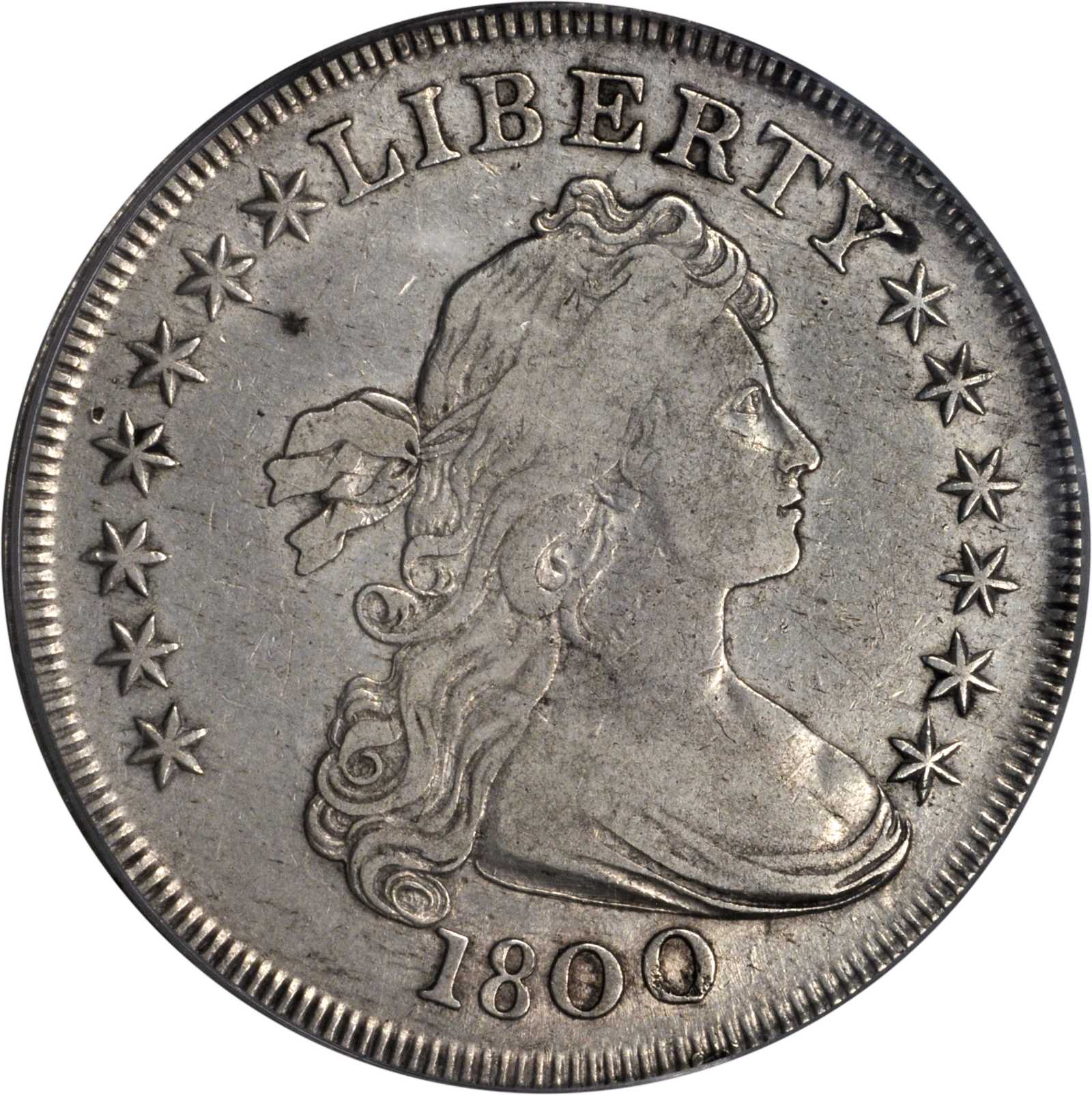 1800 Draped Bust Silver Dollar. BB-195, B-15. Rarity-4. 10 Arrows. VF-30 (PCGS).