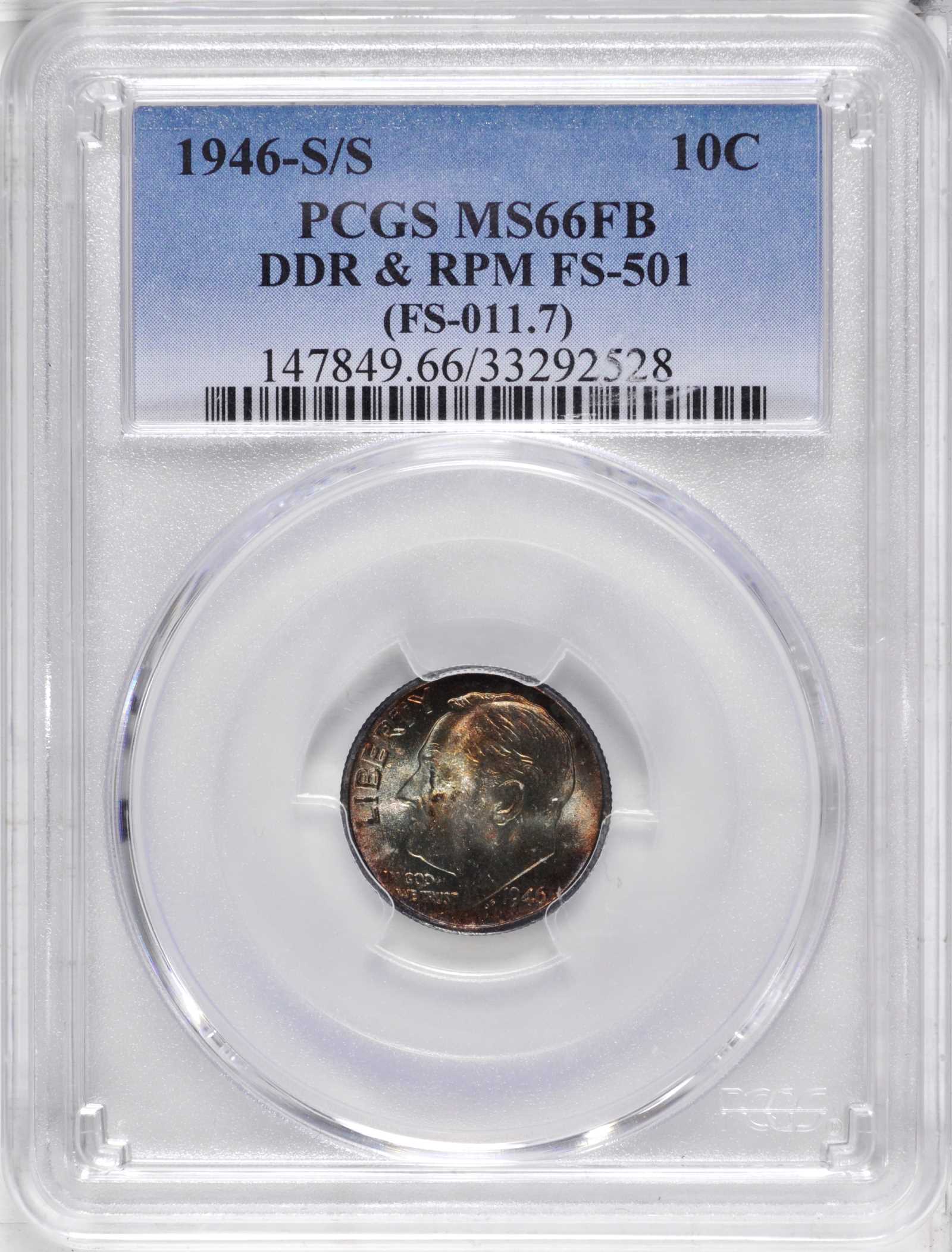 1946-S/S 10c RPM & DDR, FS-501/801 MS FB MS63 FB thumbnail 4