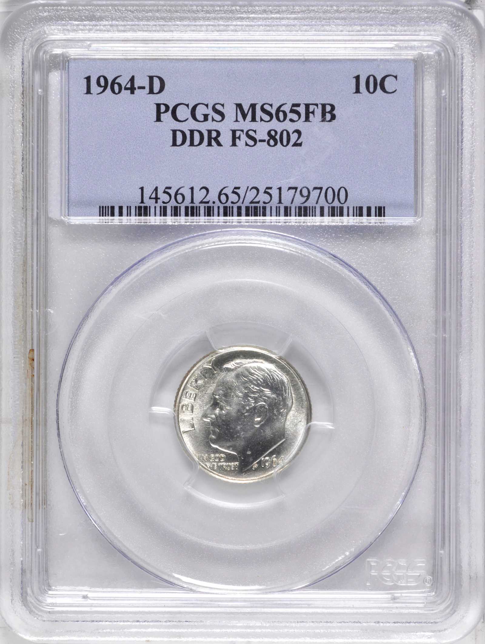 1964-D 10c Doubled Die Reverse, FS-802 MS FB MS64 FB thumbnail 4