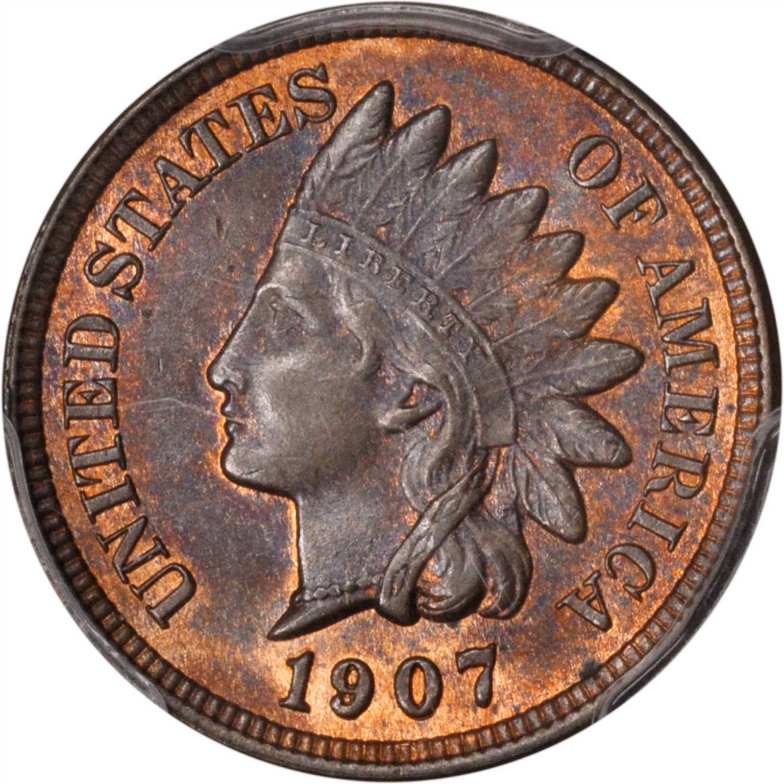 1907 Indian Cent. Snow-1, FS-301. Repunched Date. MS-64 RB (PCGS). CAC.