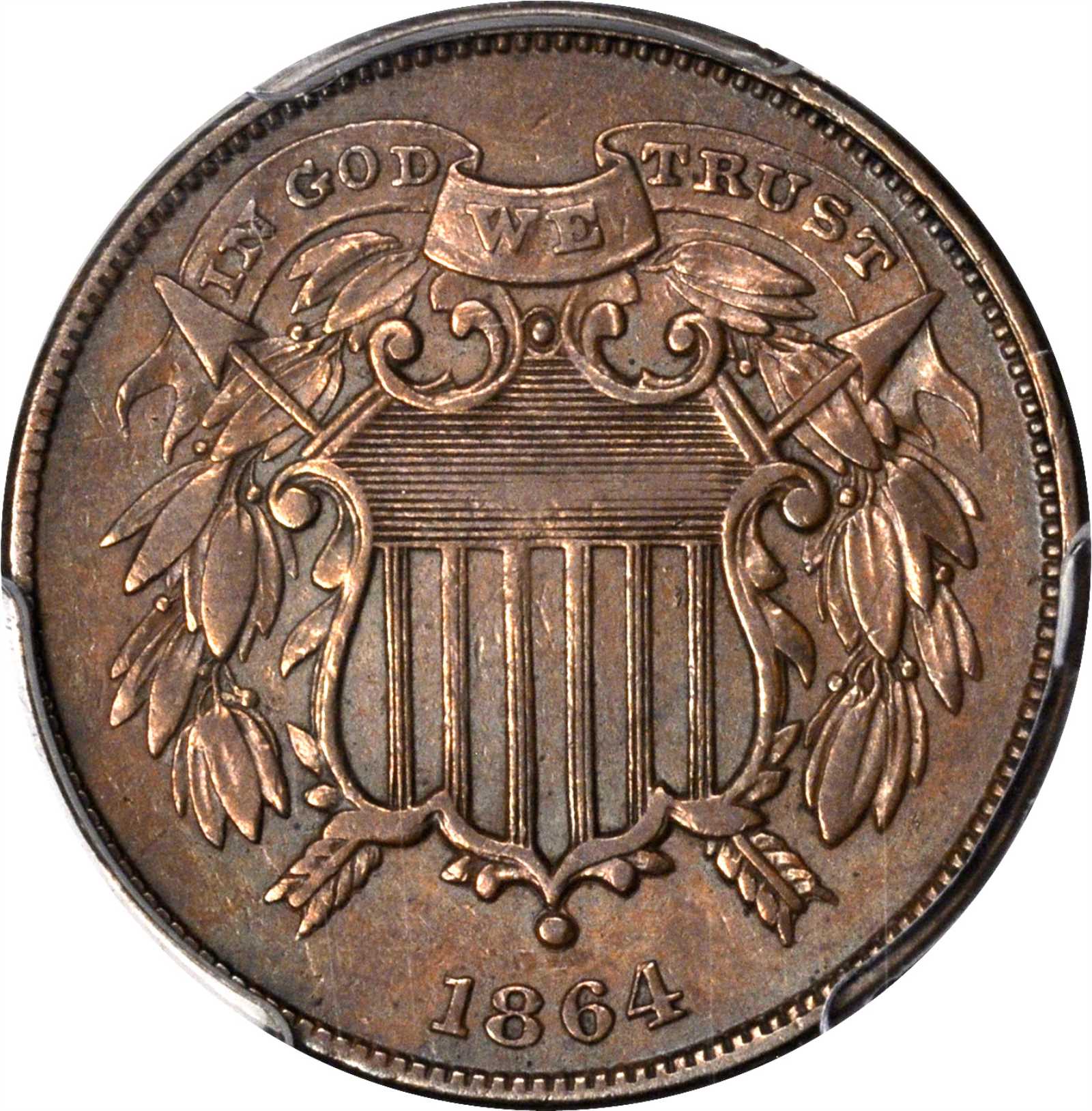 1864 Two-Cent Piece. FS-401. Small Motto. EF-45 (PCGS).