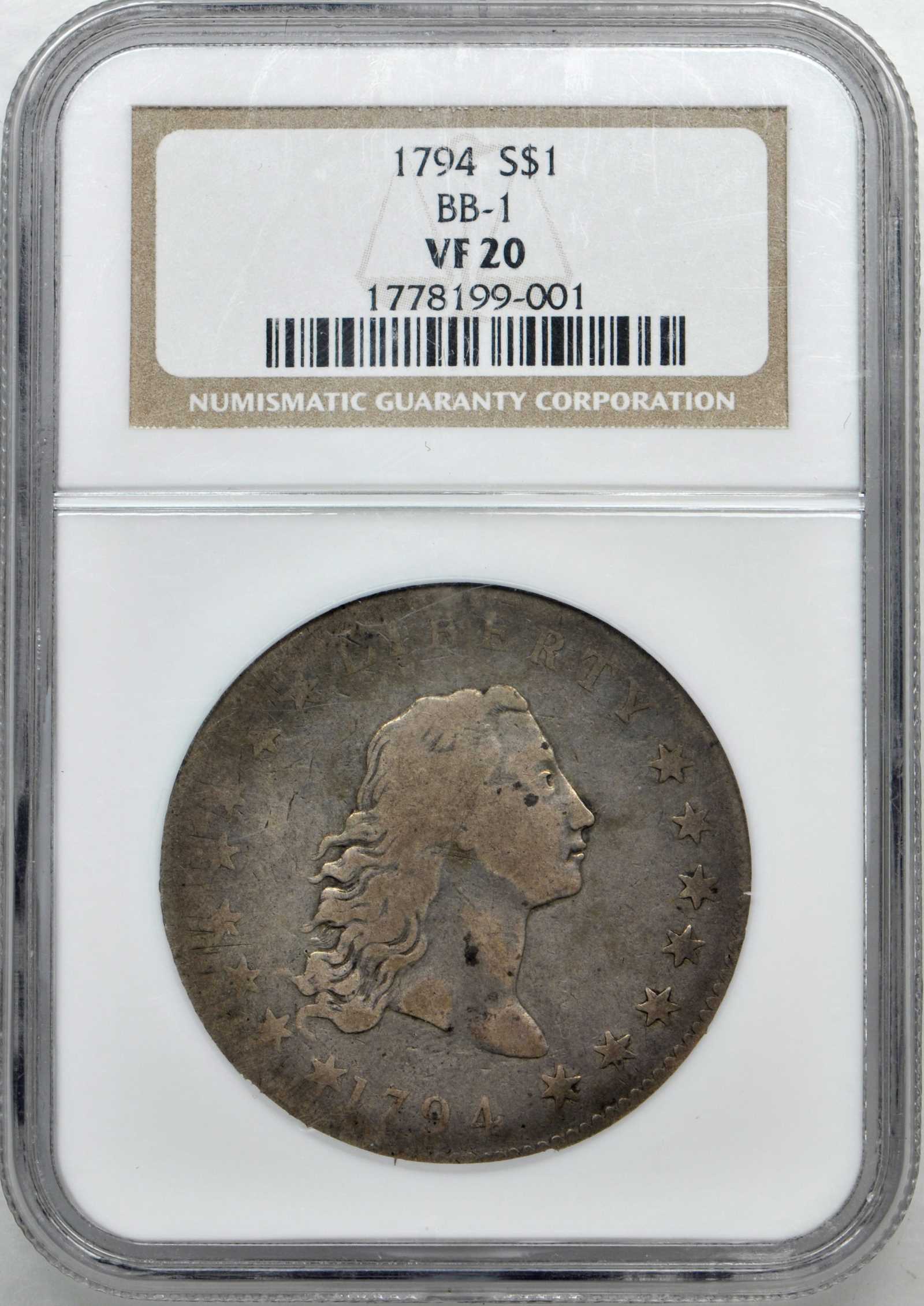 1794 $1  Flowing Hair, B-1, BB-1 AG2 thumbnail 16