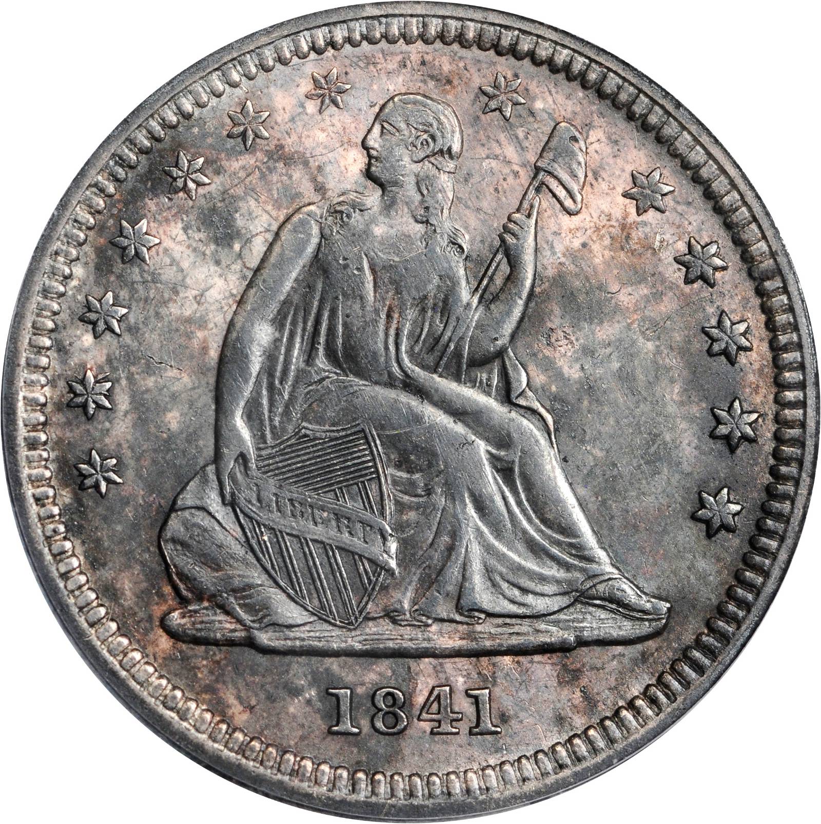 1841-O Seated Liberty Quarter. Briggs 2-C, FS-101 (FS-001). Doubled Die Obverse. Genuine--Code 91, Questionable Color (PCGS).