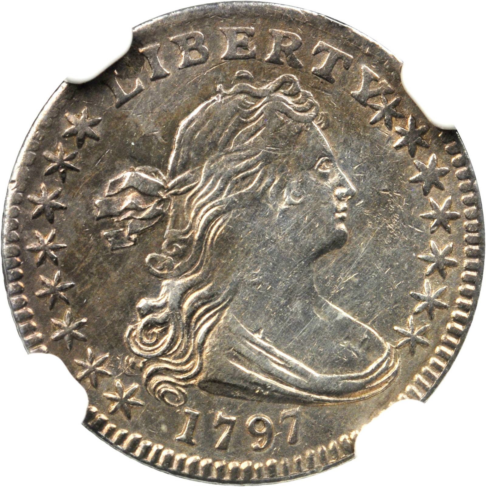 1797 Draped Bust Half Dime. LM-1. Rarity-3. 15 Stars. AU Details--Improperly Cleaned (NGC).