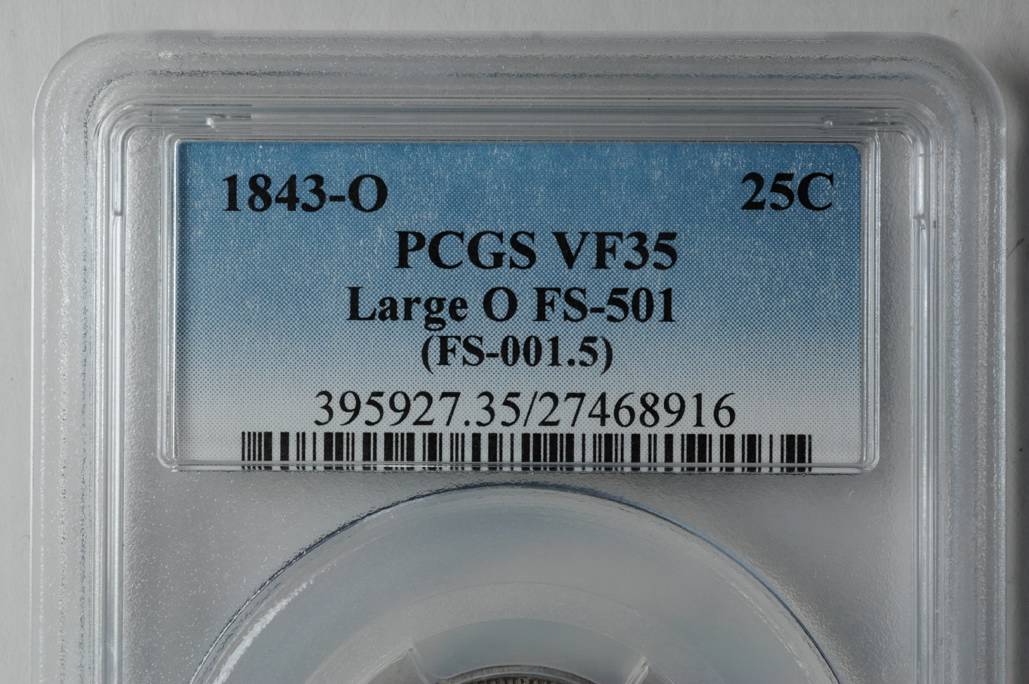 1843-O 25c Large O, FS-501 MS thumbnail 17