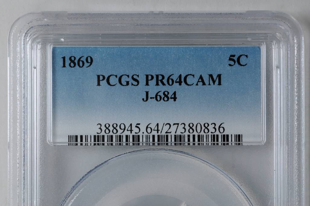 1869 P5c Nickel, J-684 PR CAM thumbnail 6