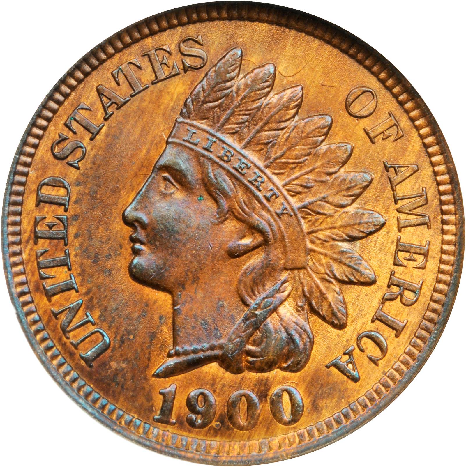 1900/0 Indian Cent. Snow-1, FS-301. Repunched Date. MS-64 RB (NGC).