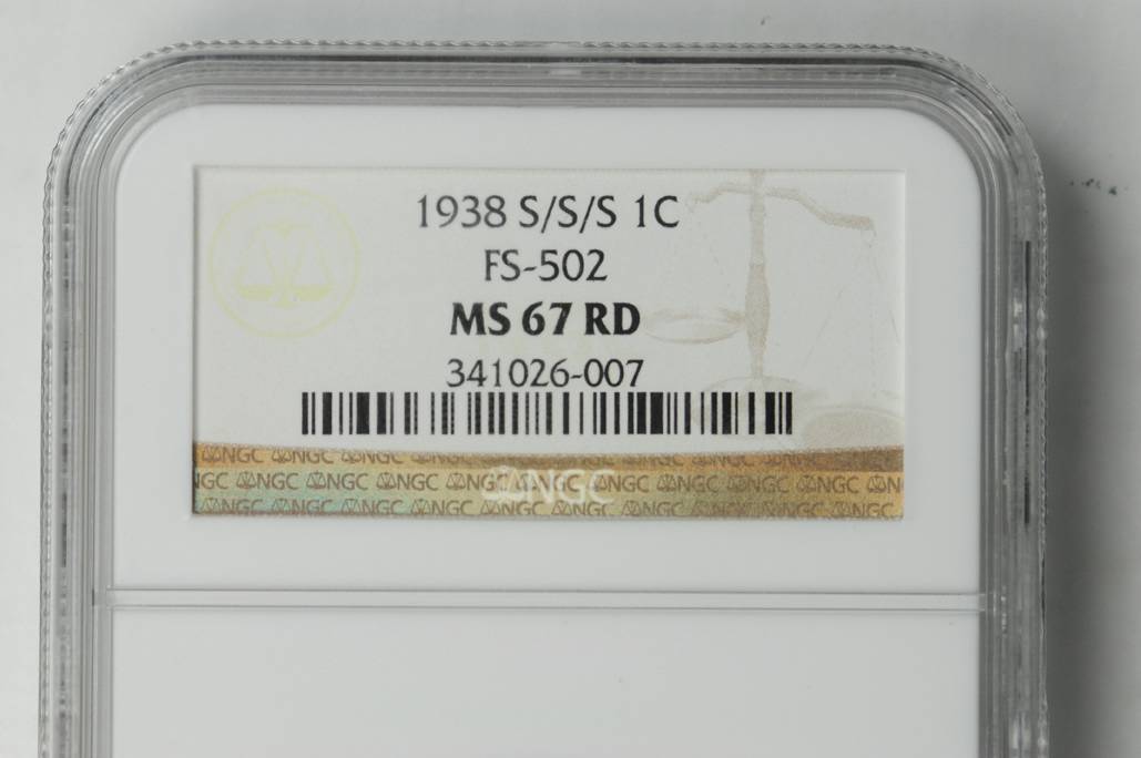 1938-S/S/S 1c Repunched Mintmark, FS-502 MS RD MS67 RD CAC thumbnail 8