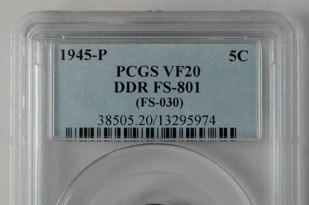 1945-P 5C Silver, Doubled Die Reverse, FS-801 XF40 thumbnail 3