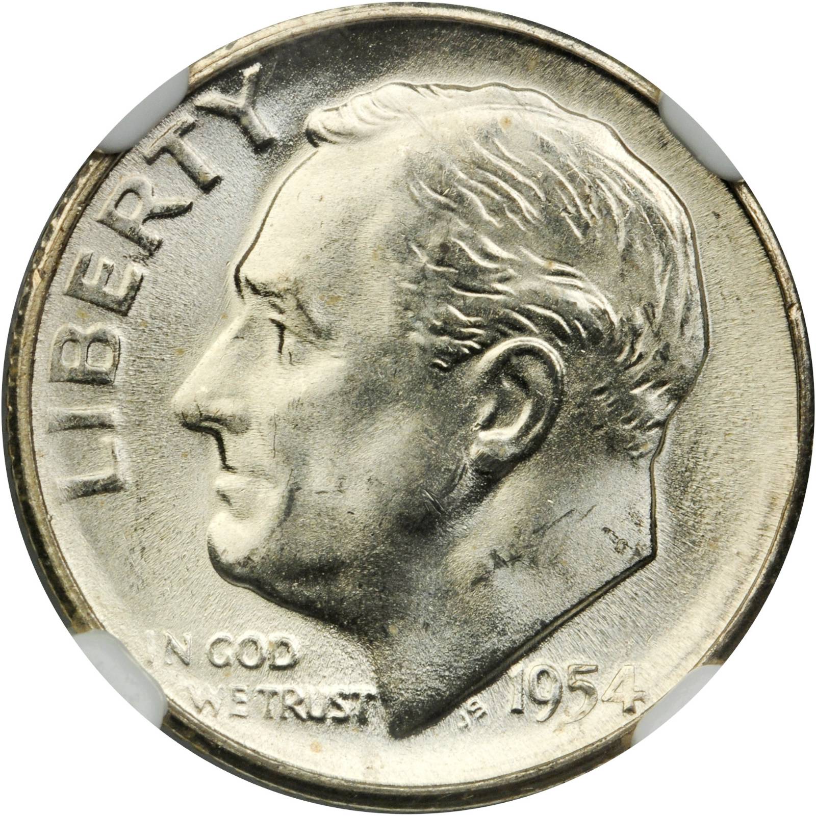 1954-S/S Roosevelt Dime. FS-501. Repunched Mintmark. MS-67 (NGC).