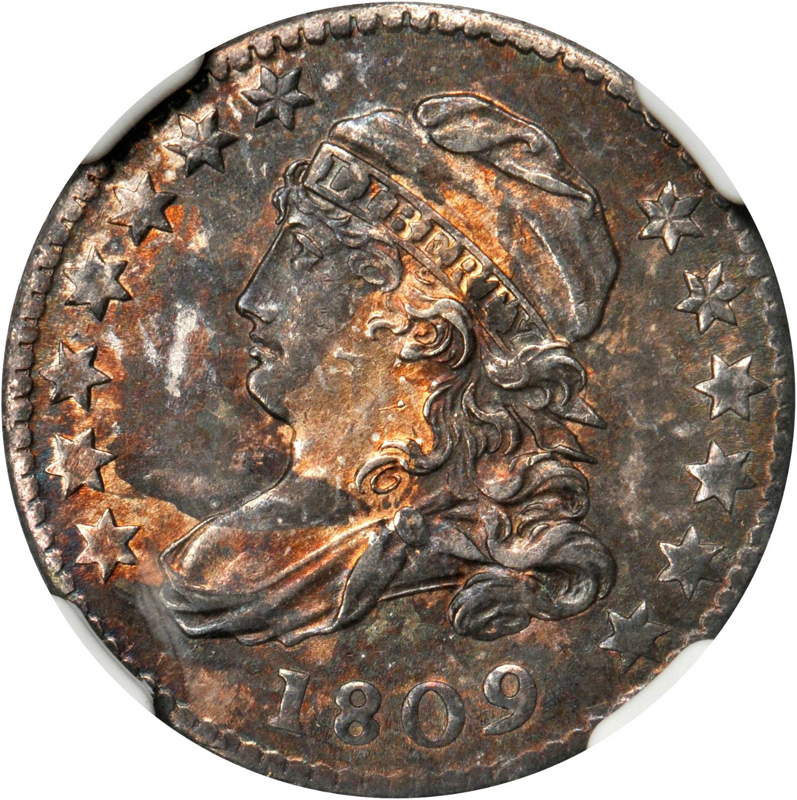 1809 Capped Bust Dime. JR-1, the only known dies. Rarity-4. MS-62 (NGC).