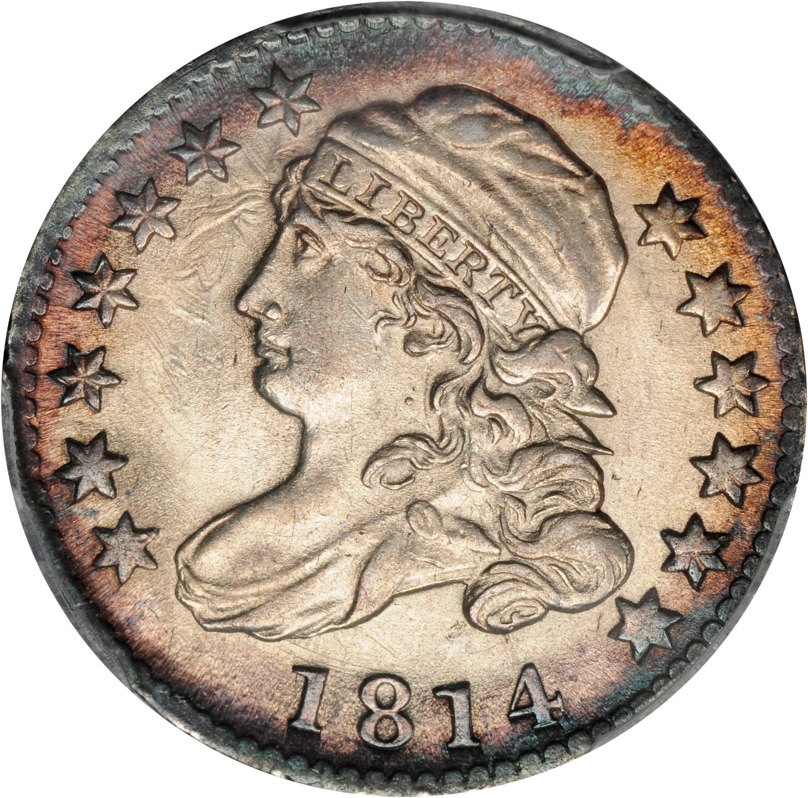 1814 Capped Bust Dime. JR-3. Rarity-2. Large Date. AU Details--Cleaning (PCGS).