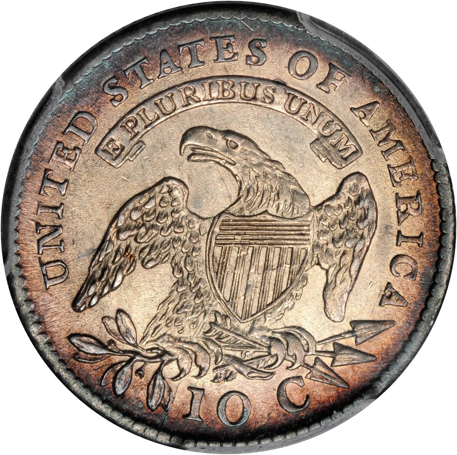 1814 10c Large Date, JR-3 AG3 CAC thumbnail 2