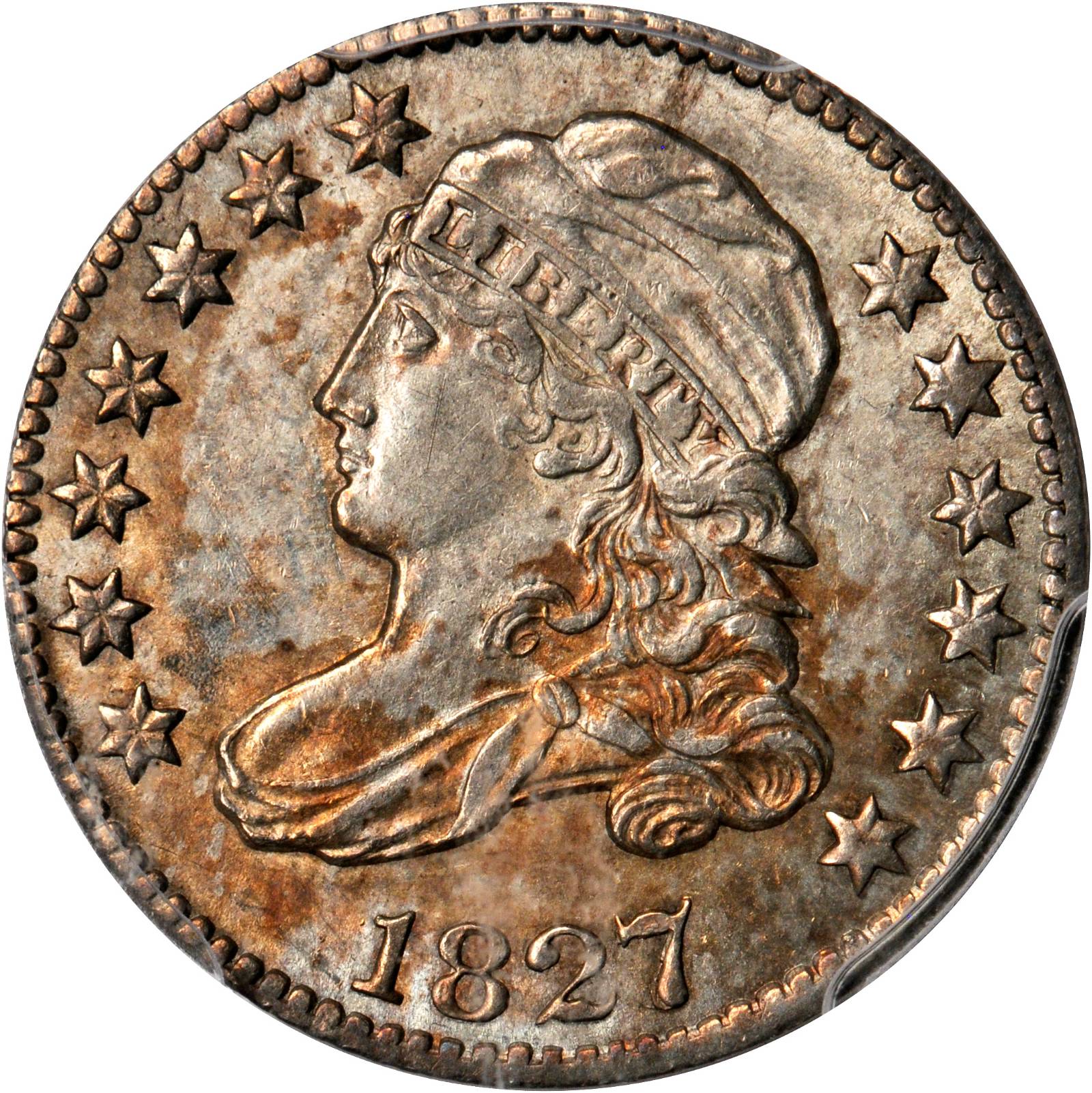 1827/7 Capped Bust Dime. JR-1. Rarity-2. MS-62 (PCGS).