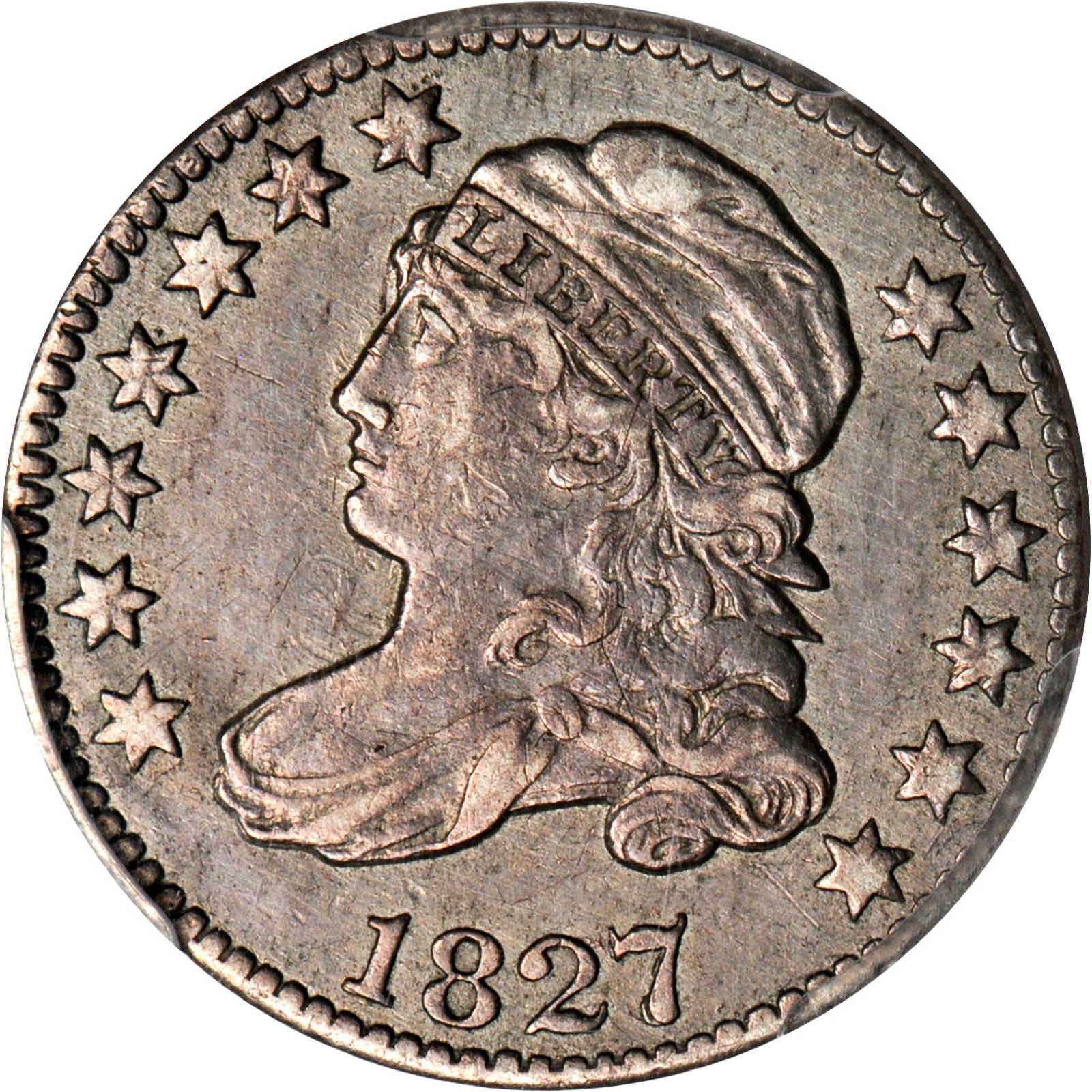 1827/7 Capped Bust Dime. JR-1. Rarity-2. EF Details--Cleaning (PCGS).