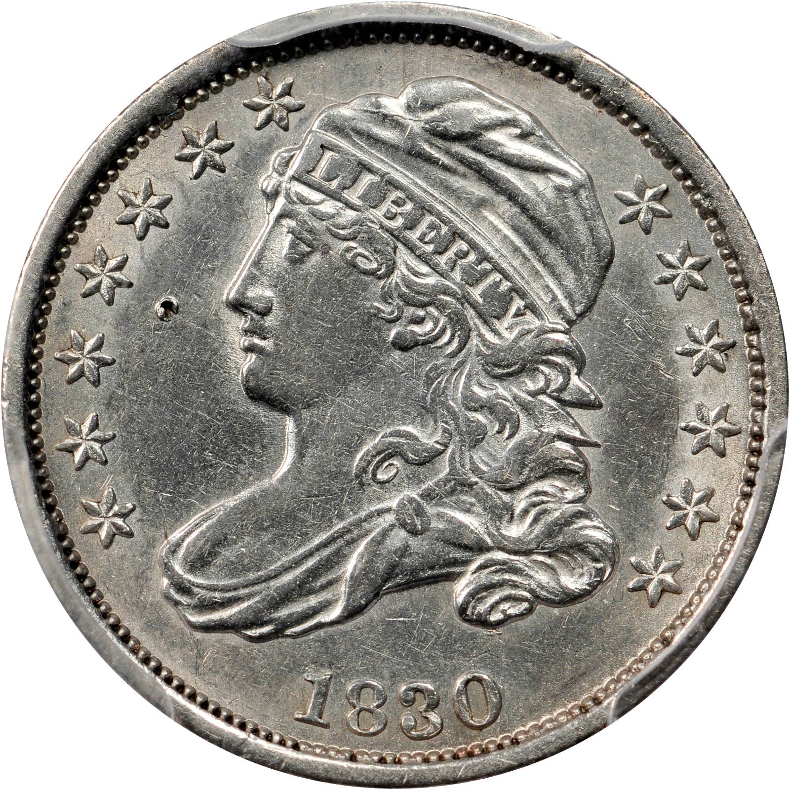 1830 Capped Bust Dime. JR-2. Rarity-1. Small 10C. AU Details--Surface Damage (PCGS).