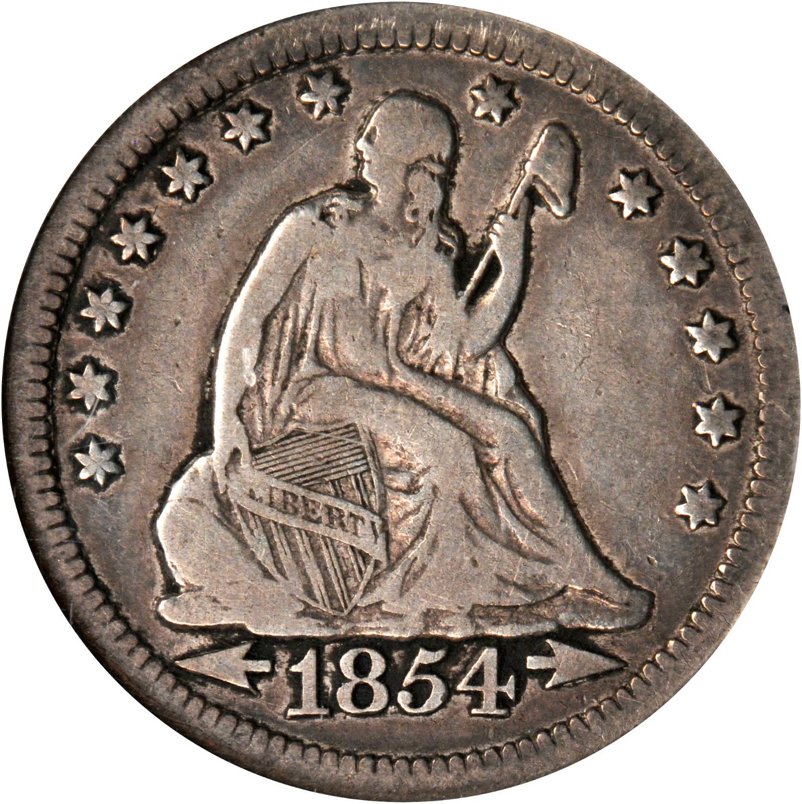 1854-O 25c Arrows, Huge O, FS-501 MS thumbnail 6