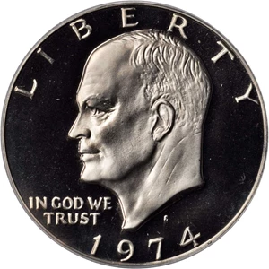 image for: 1974-S Eisenhower Dollar. Copper-Nickel Clad. David Hall Signature. Proof-70 Deep Cameo (PCGS).