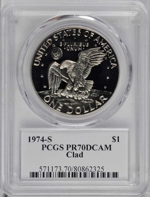 image for: 1974-S Eisenhower Dollar. Copper-Nickel Clad. David Hall Signature. Proof-70 Deep Cameo (PCGS).