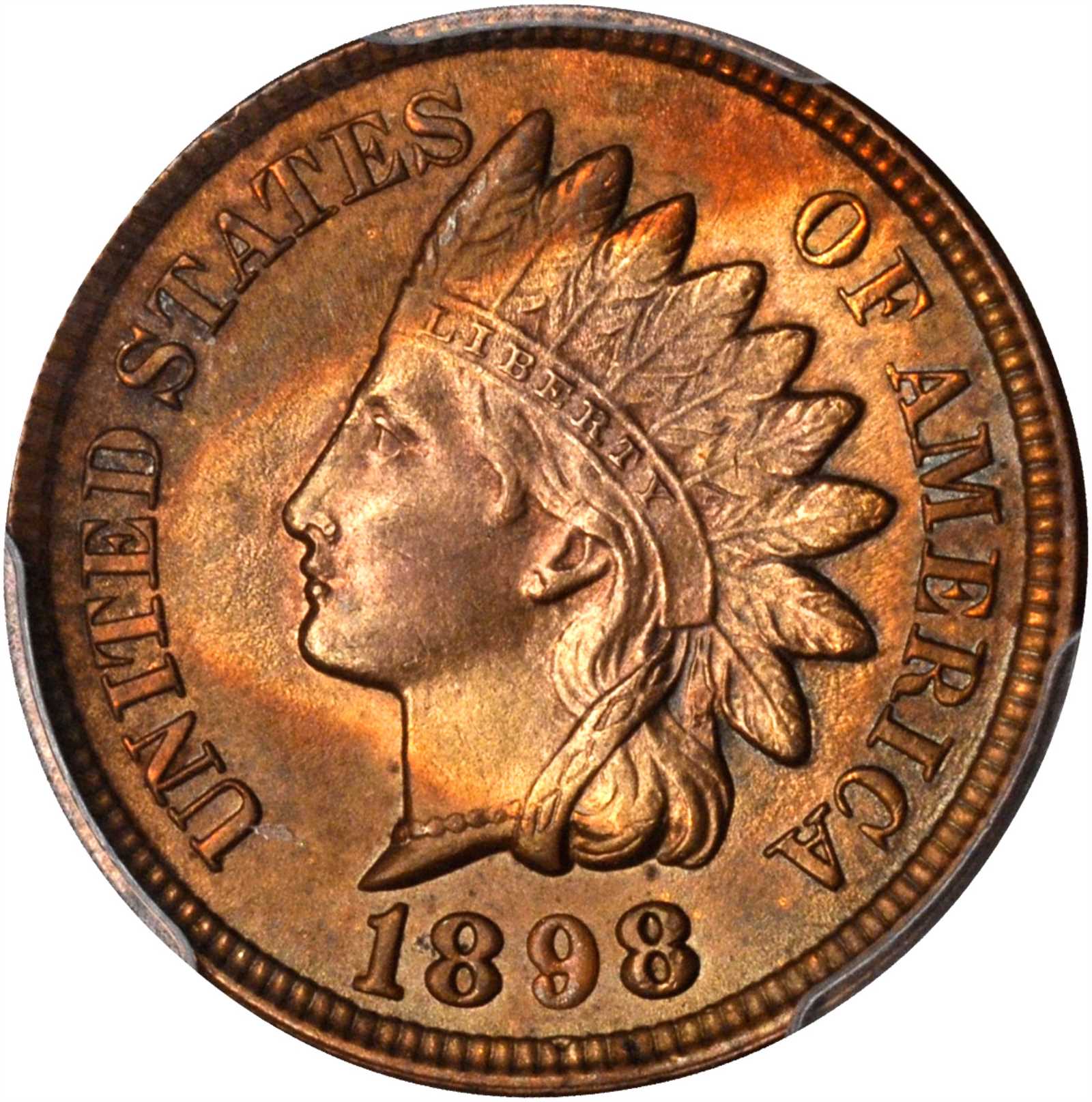 1898 Indian Cent. Snow-5, FS-402. Misplaced Date. MS-63 RB (PCGS).