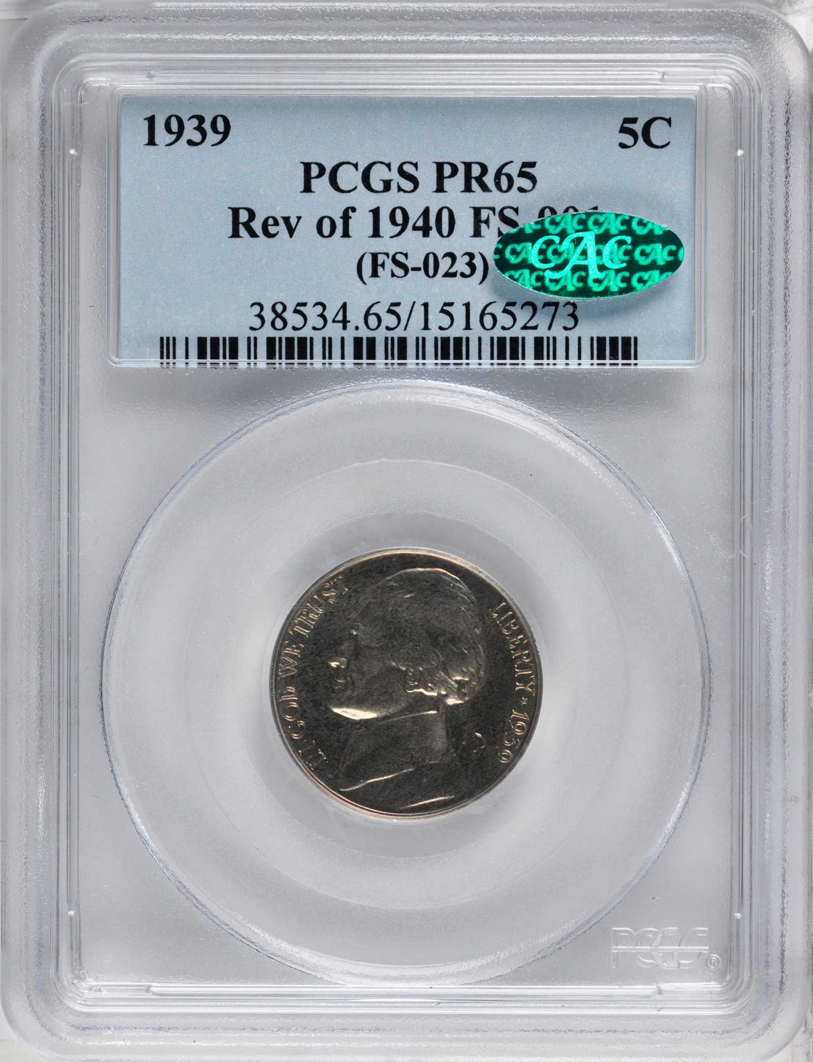 1939 5c Reverse of 1940, FS-901 PR60 CAC thumbnail 6
