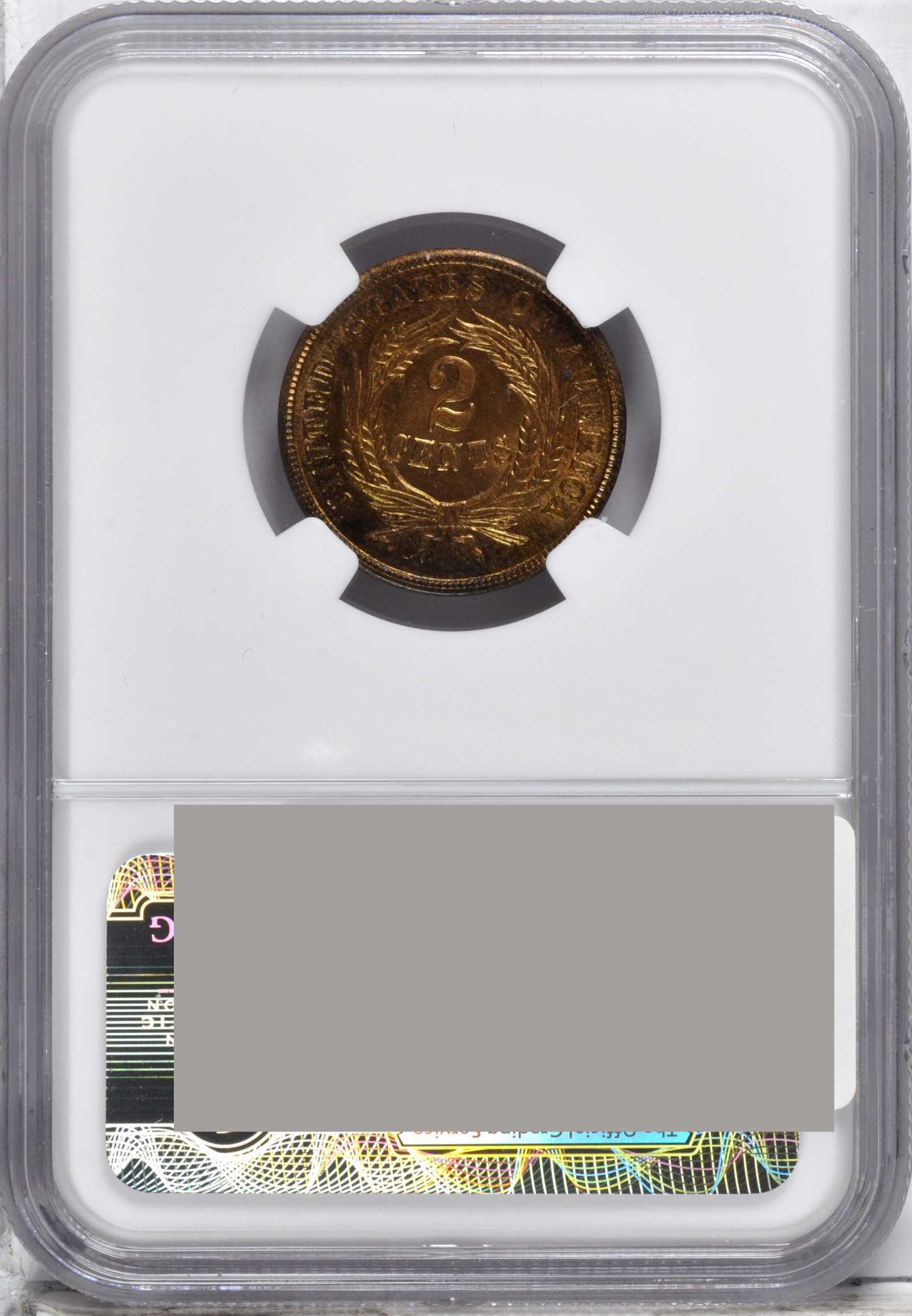 1864 2c Large Motto, Clash Indian Cent, FS-1901 MS RB MS62 RB thumbnail 9