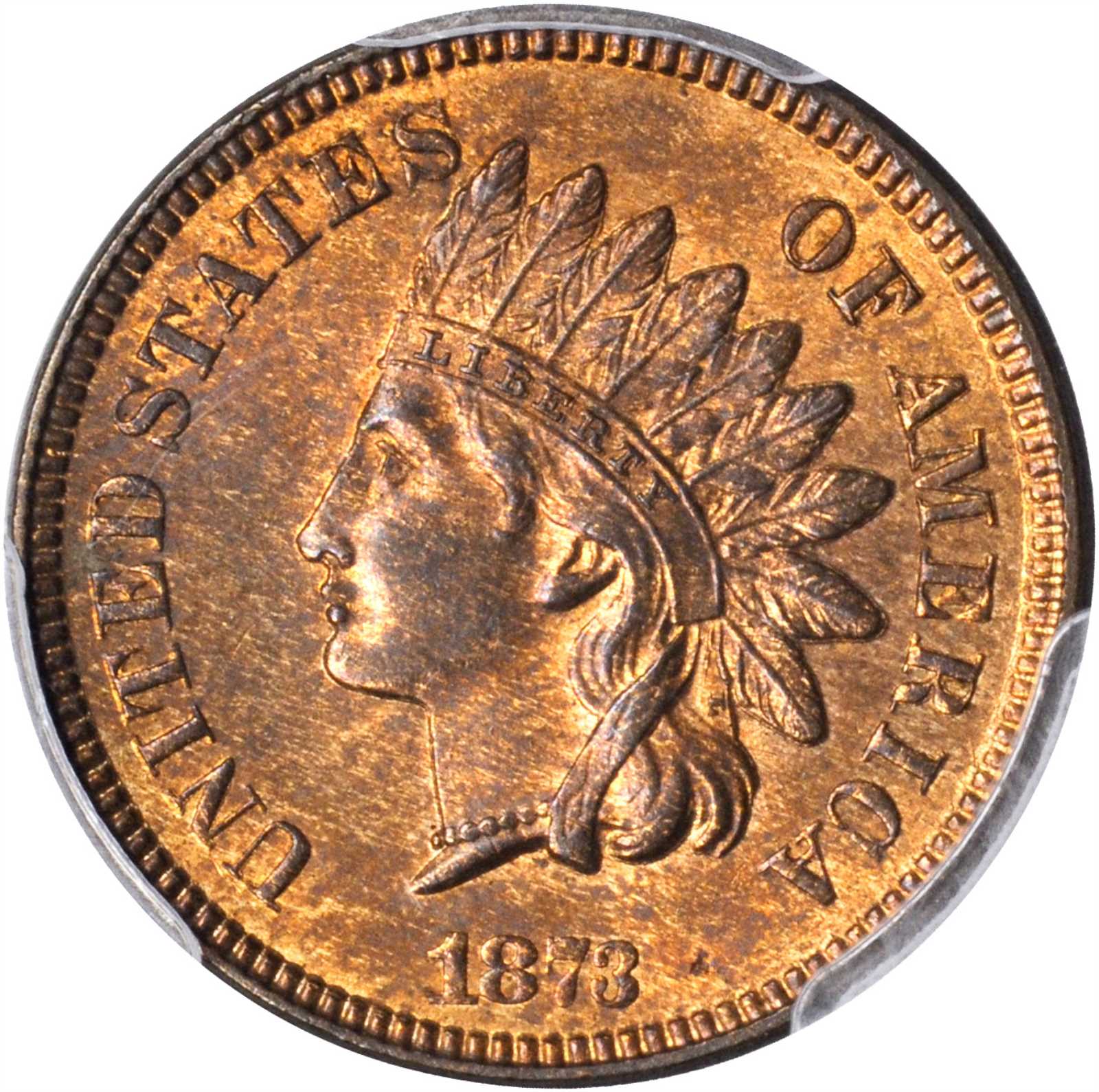 1873 Indian Cent. Close 3. Snow-2b, FS-102. Doubled Die Obverse. MS-65 RB (PCGS). CAC.