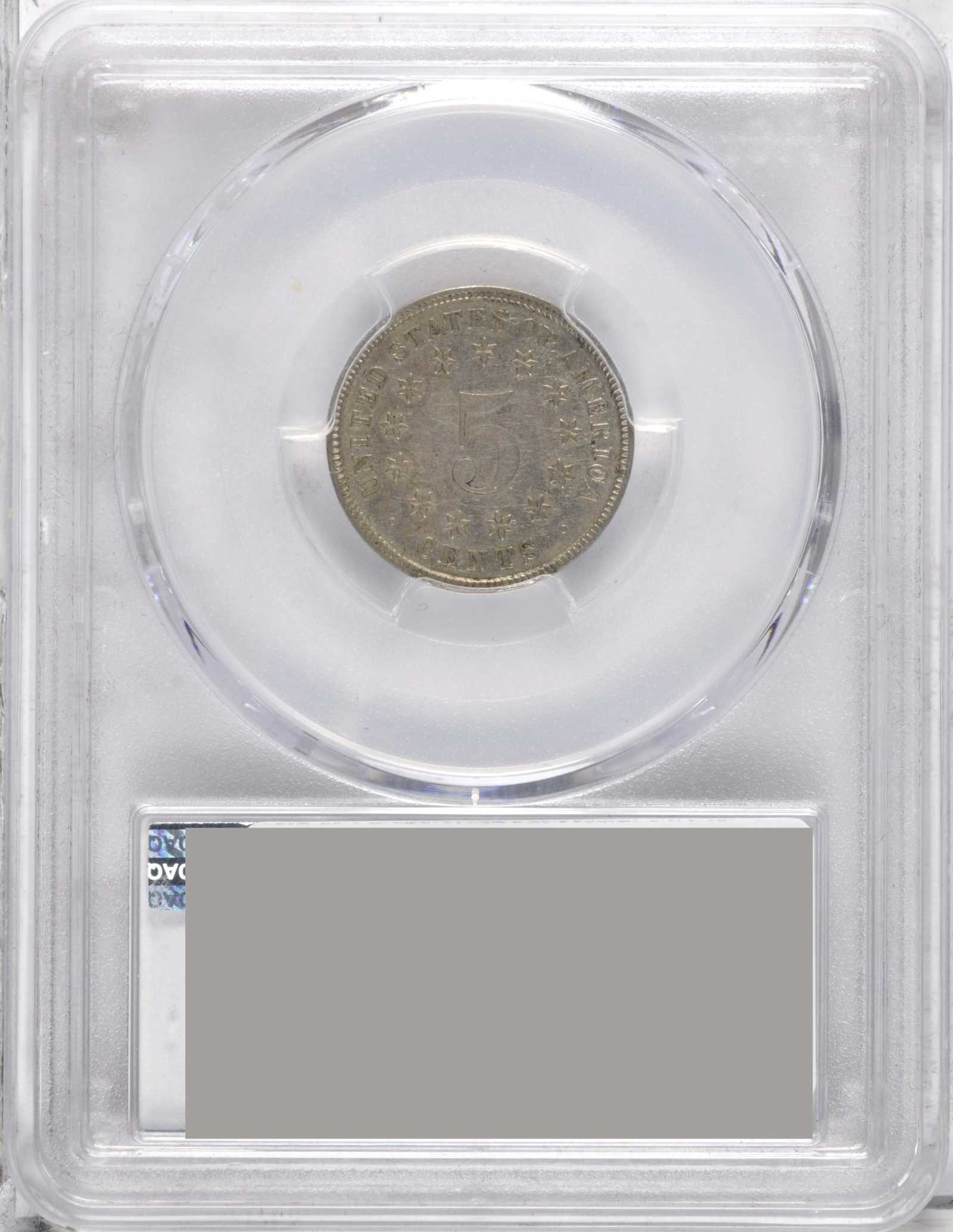 1883/2 5c Shield, Overdate, FS-303 AG3 CAC thumbnail 5