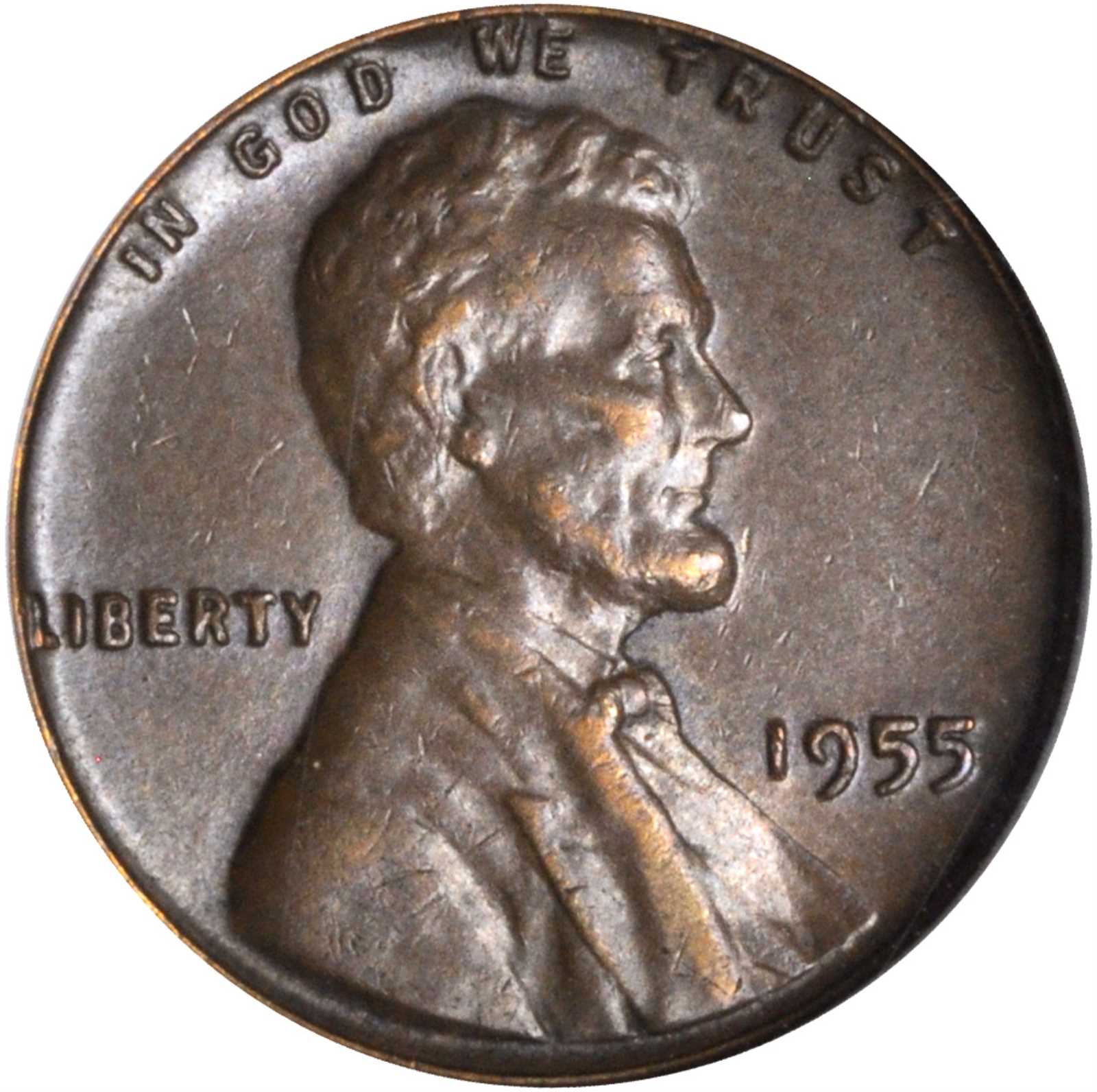 1955 Lincoln Cent. FS-102, Die II. Doubled Die Obverse. MS-60 BN (ANACS). OH.